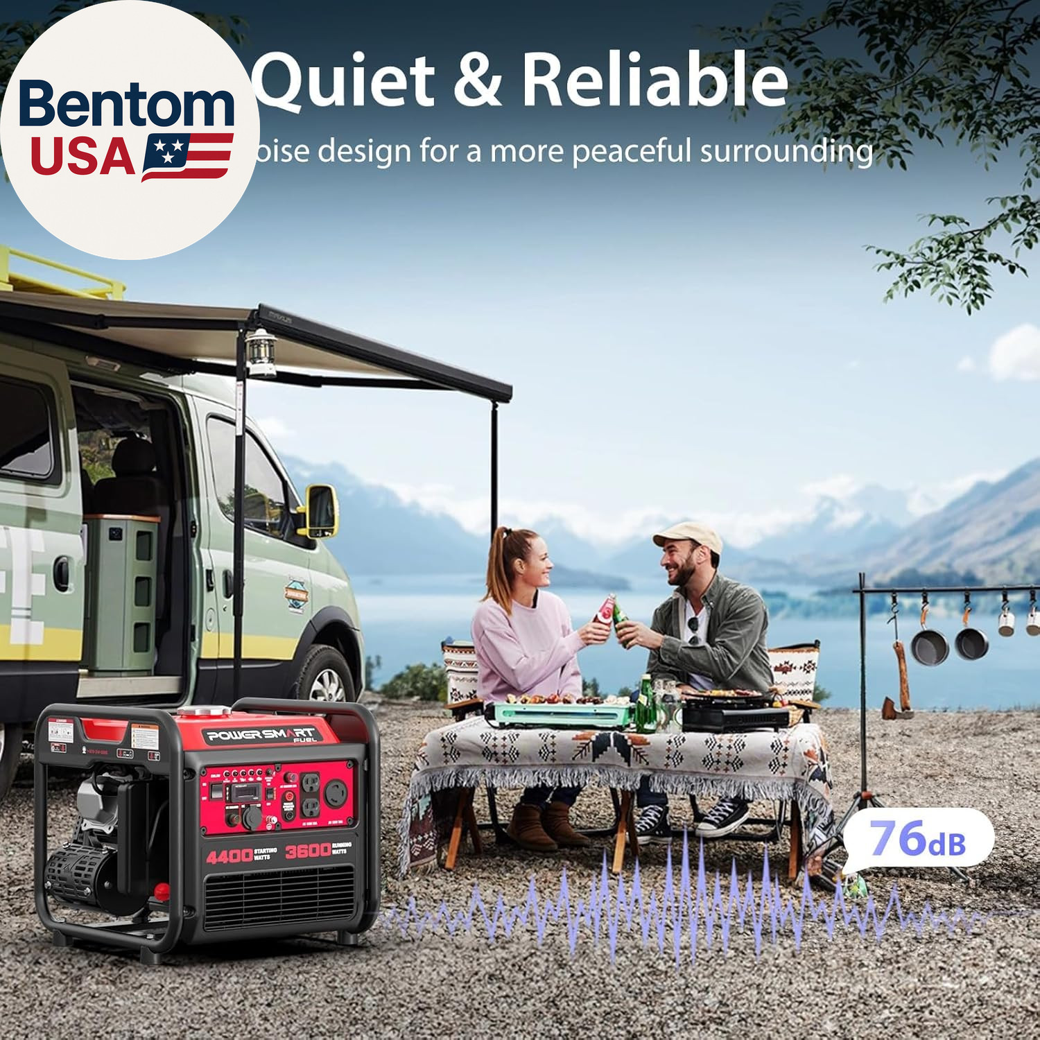 4400-Watt Dual Fuel Portable Inverter Generator, Gas Powered, Co-Sensor, Lightw