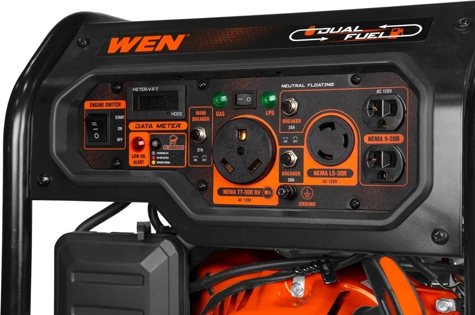 WEN 5,600-W Portable RV Ready Dual Fuel Gas Generator, Electric Start, CO Sensor