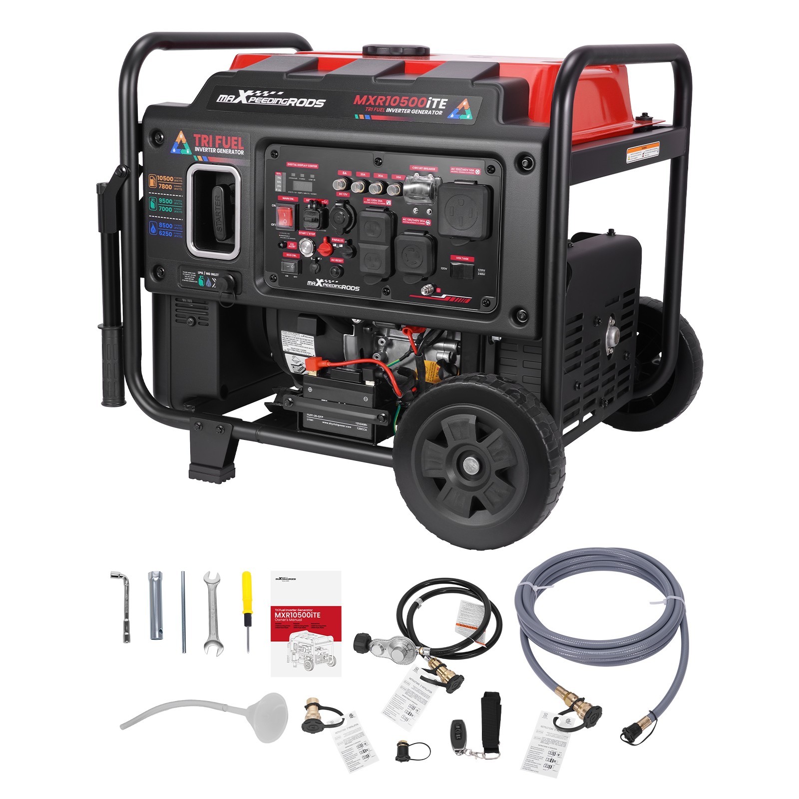 10500 Watt TriFuel Inverter Generator Electric Start Home Backup LP GAS Propane