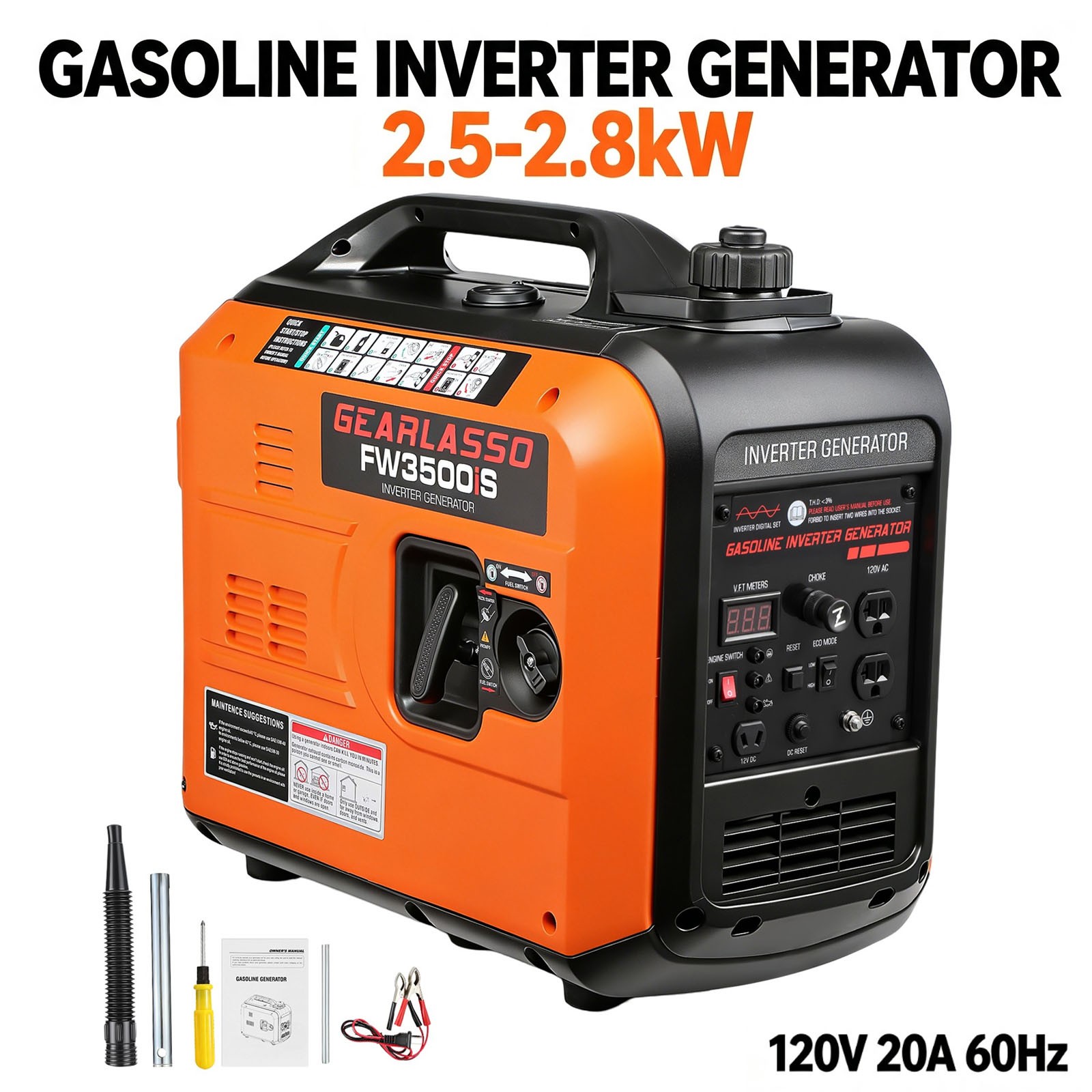 5000W Portable Inverter Generator Gas Powered Quiet for Home Parallel Ready