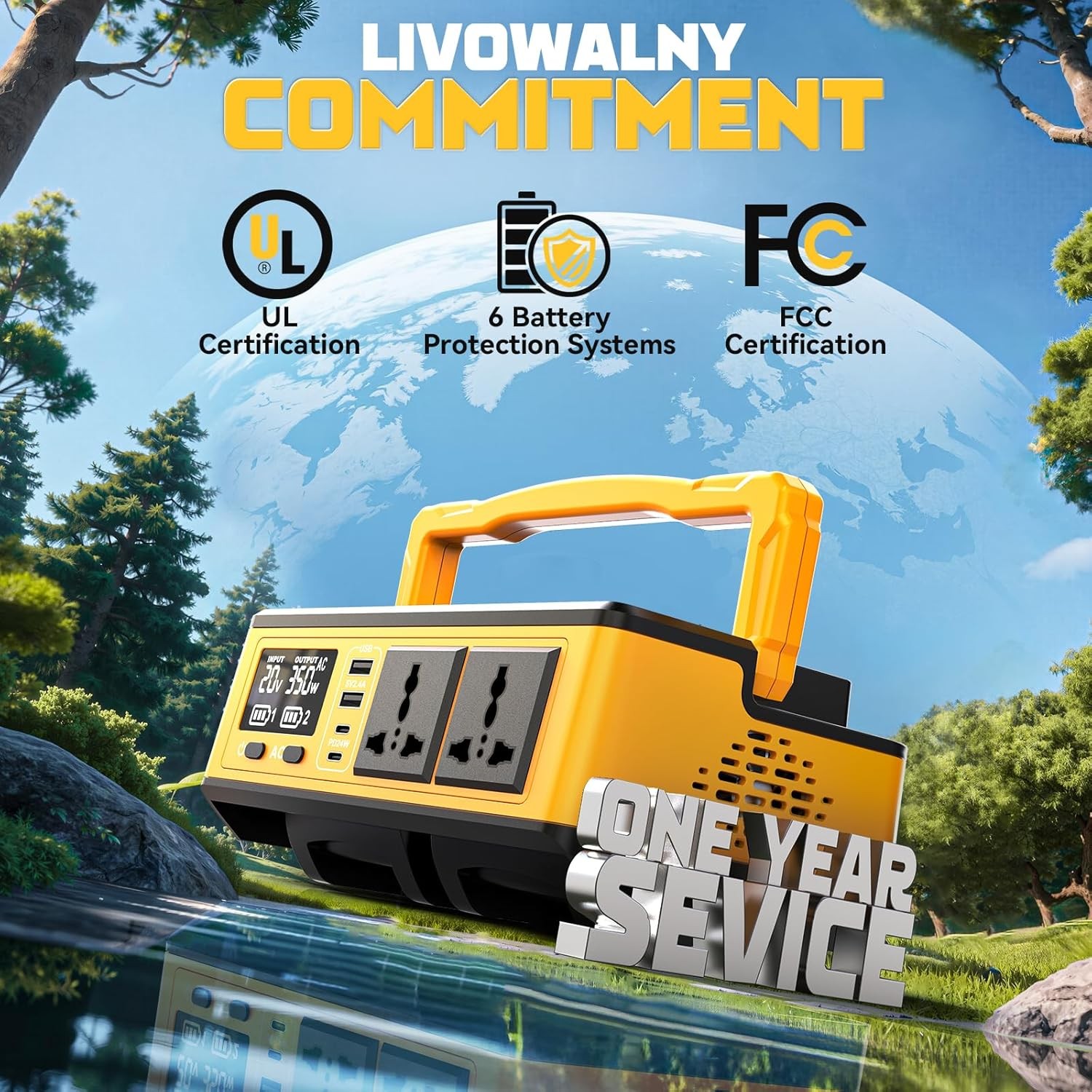 350W Power Station Compatible with Dewalt: Portable Generator DC 20V to AC 110-