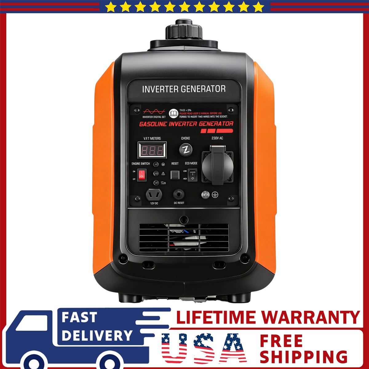 5000W Portable Inverter Generator Gas Powered Quiet for Home Backup Lightweight
