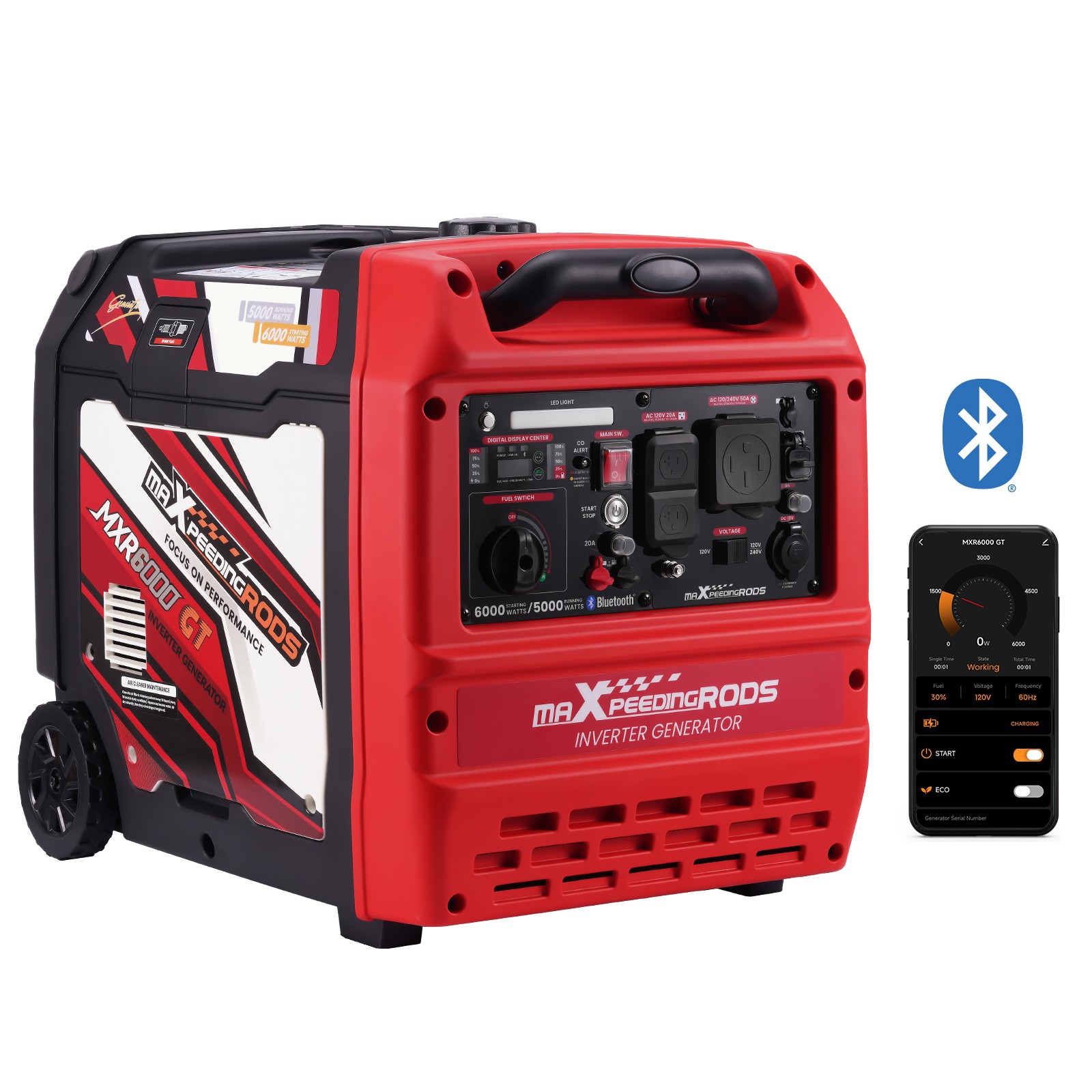 6KW inverter Generator for Garage & Shed, 120V/240V APP/Electric Start