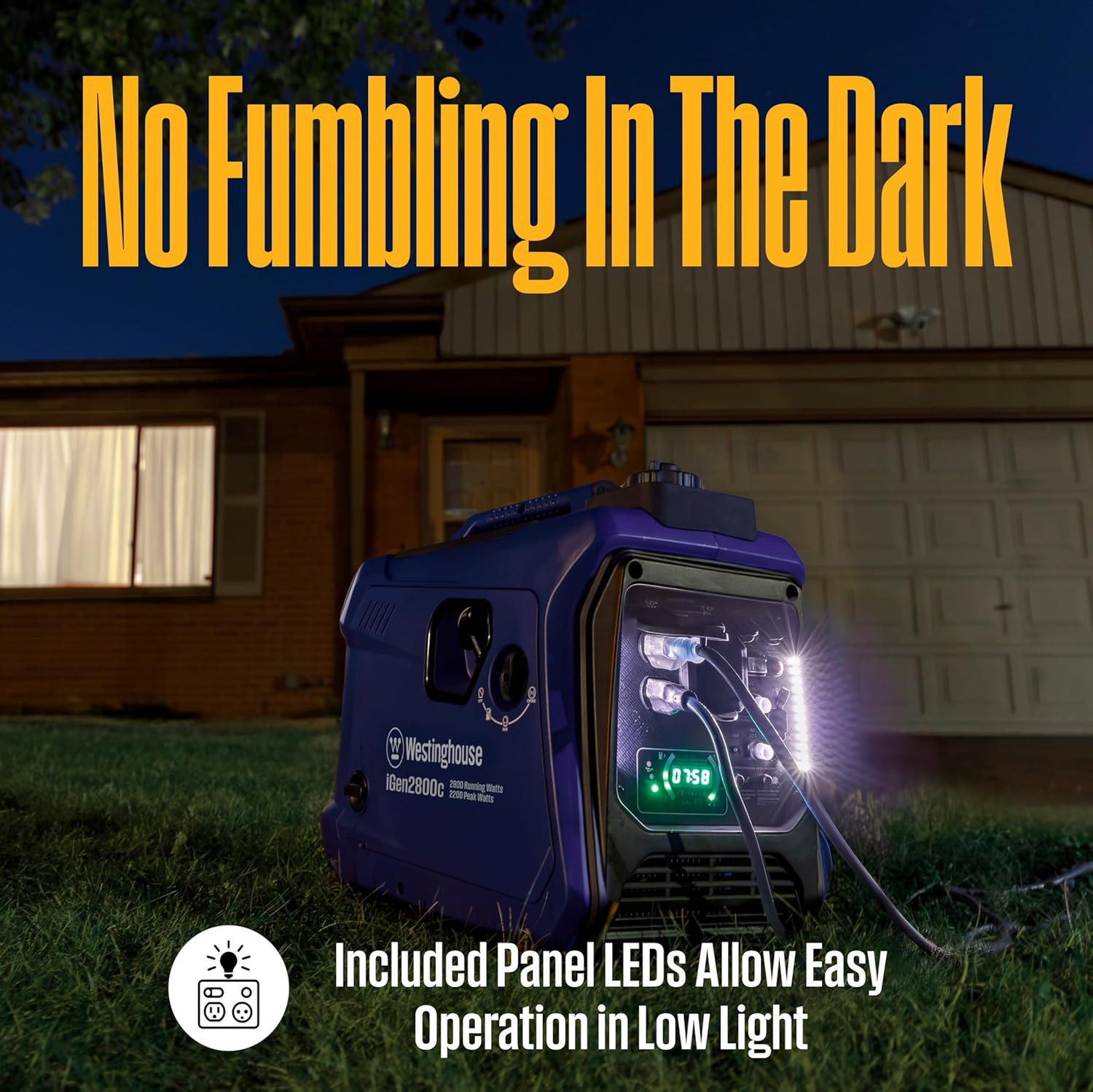 2800 Peak Watt Super Quiet & Lightweight Portable Inverter Generator, Gas Powere