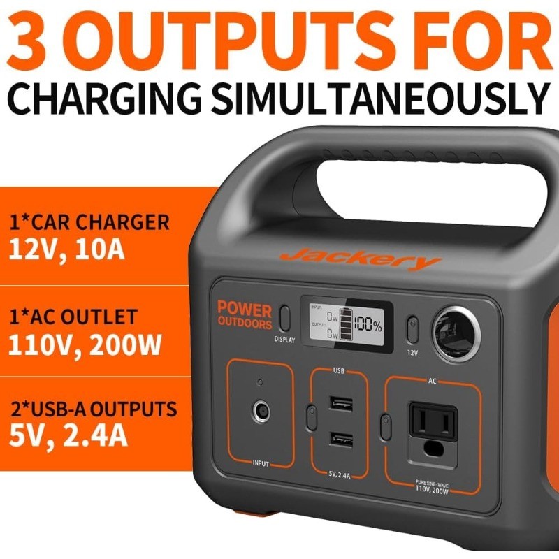 Portable Power Station 290Wh Backup Lithium Battery 110V/200W Pure Sine Wave AC