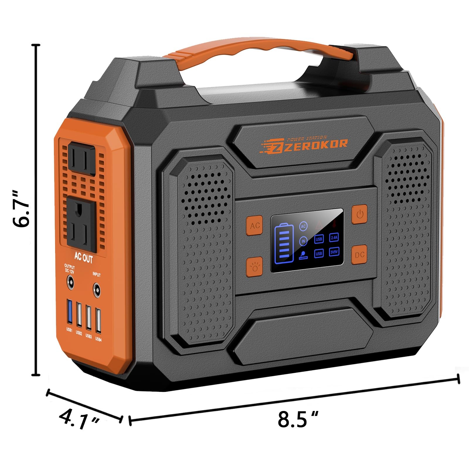 Portable Solar Generator, 300W Power Station with Black Orange