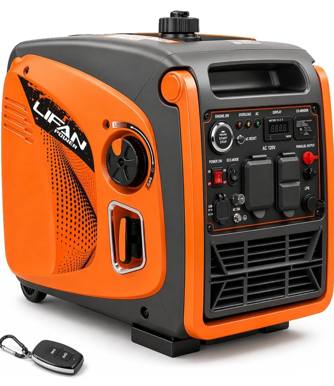 LIFAN 4800W Dual Fuel Portable Inverter Generator – Quiet 64dB, Remote Key Fob S