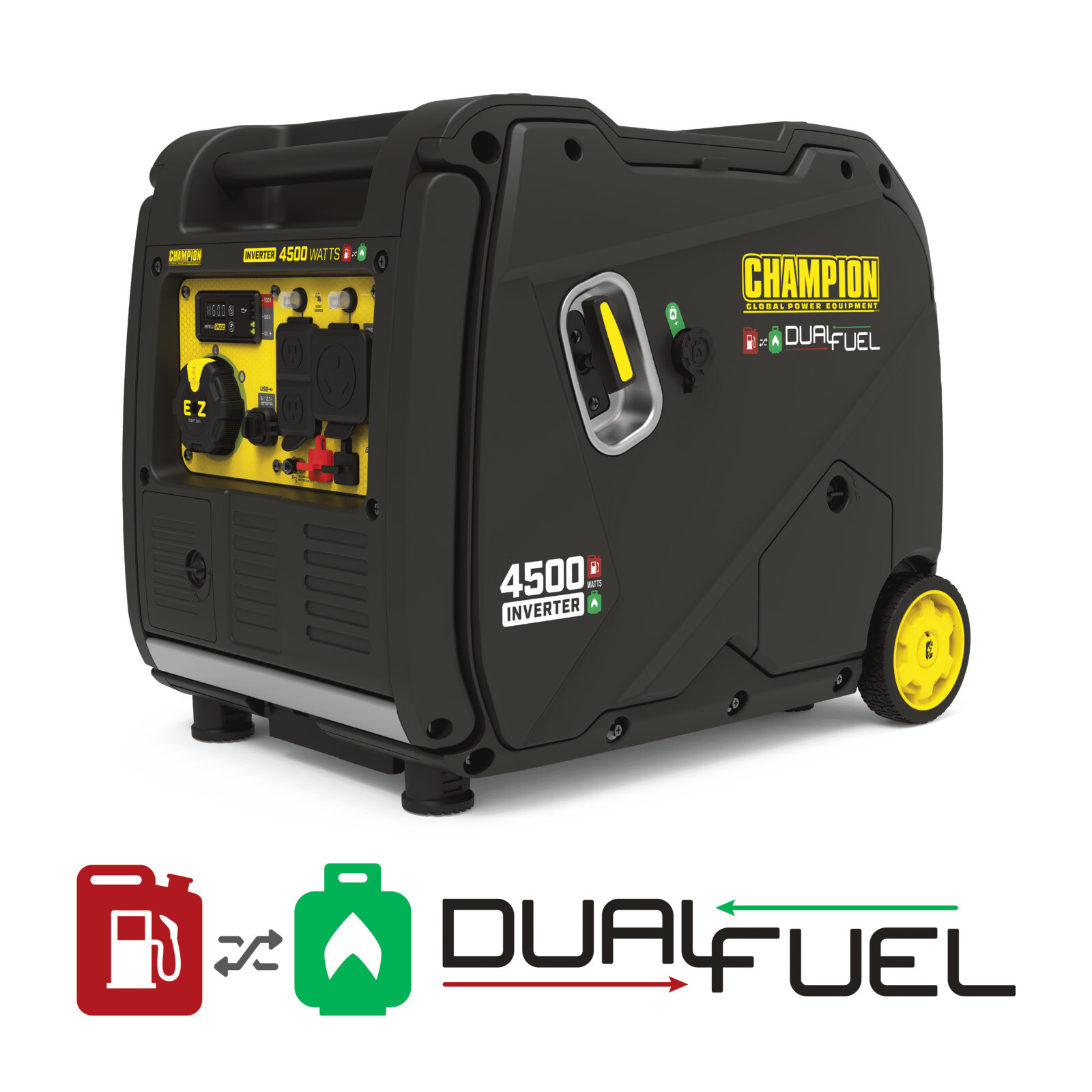 Champion 4,500-W Portable Hybrid Dual Fuel Inverter Generator w/ Electric Start