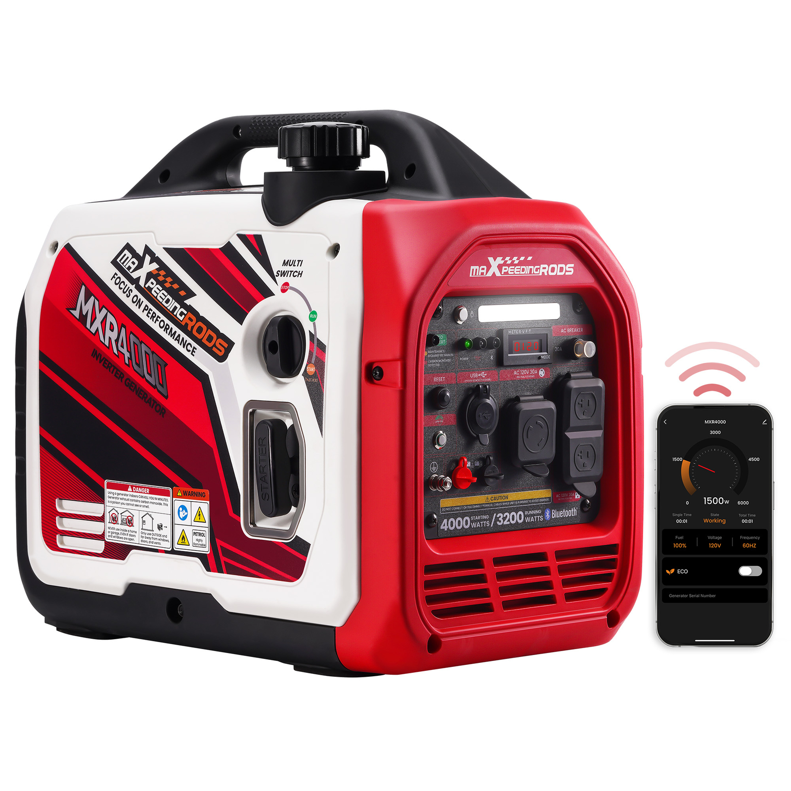 4000W Quiet Generator Inverter For Camping EV-Charging w/Bluetooth returned