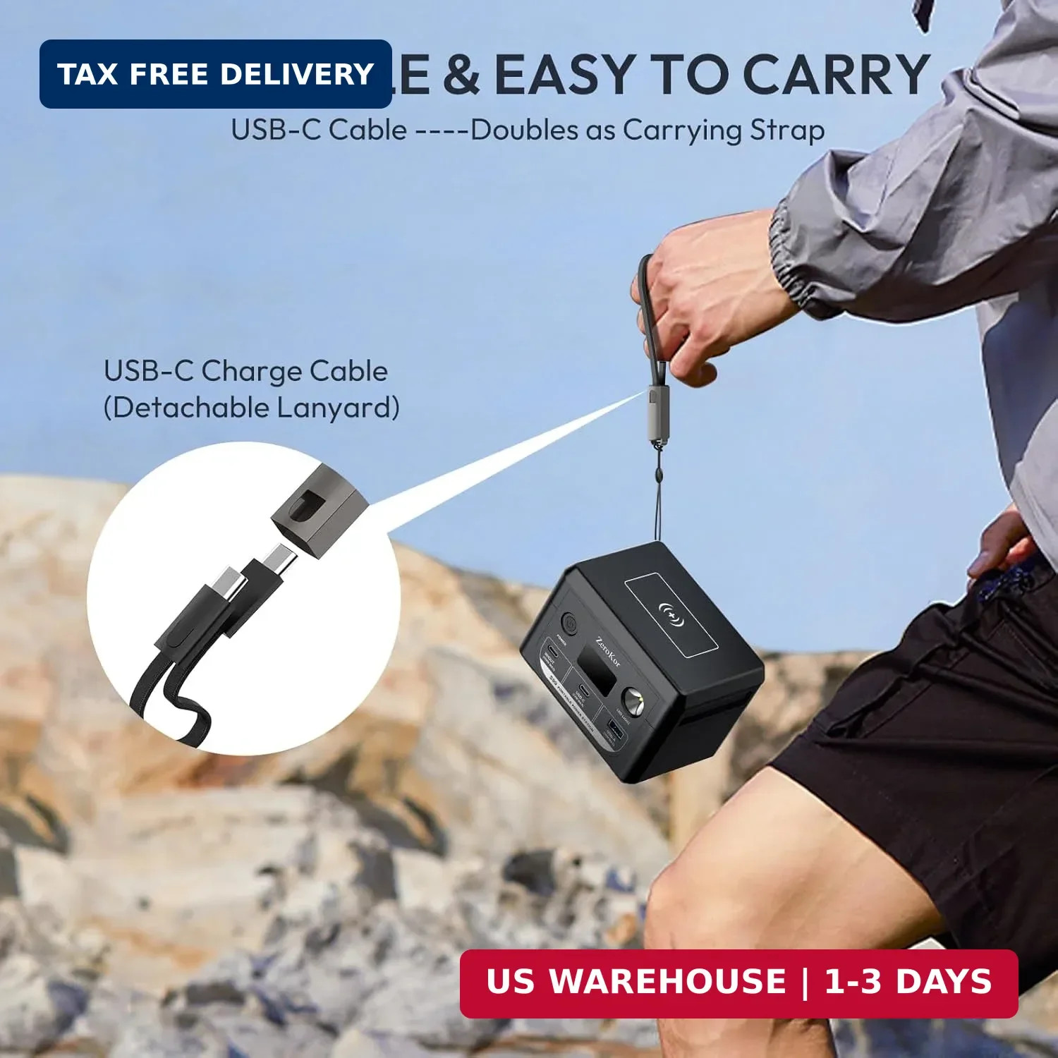 100W Portable Power Station, 96Wh Small Generator 30000mAh LiFePO4 Battery with