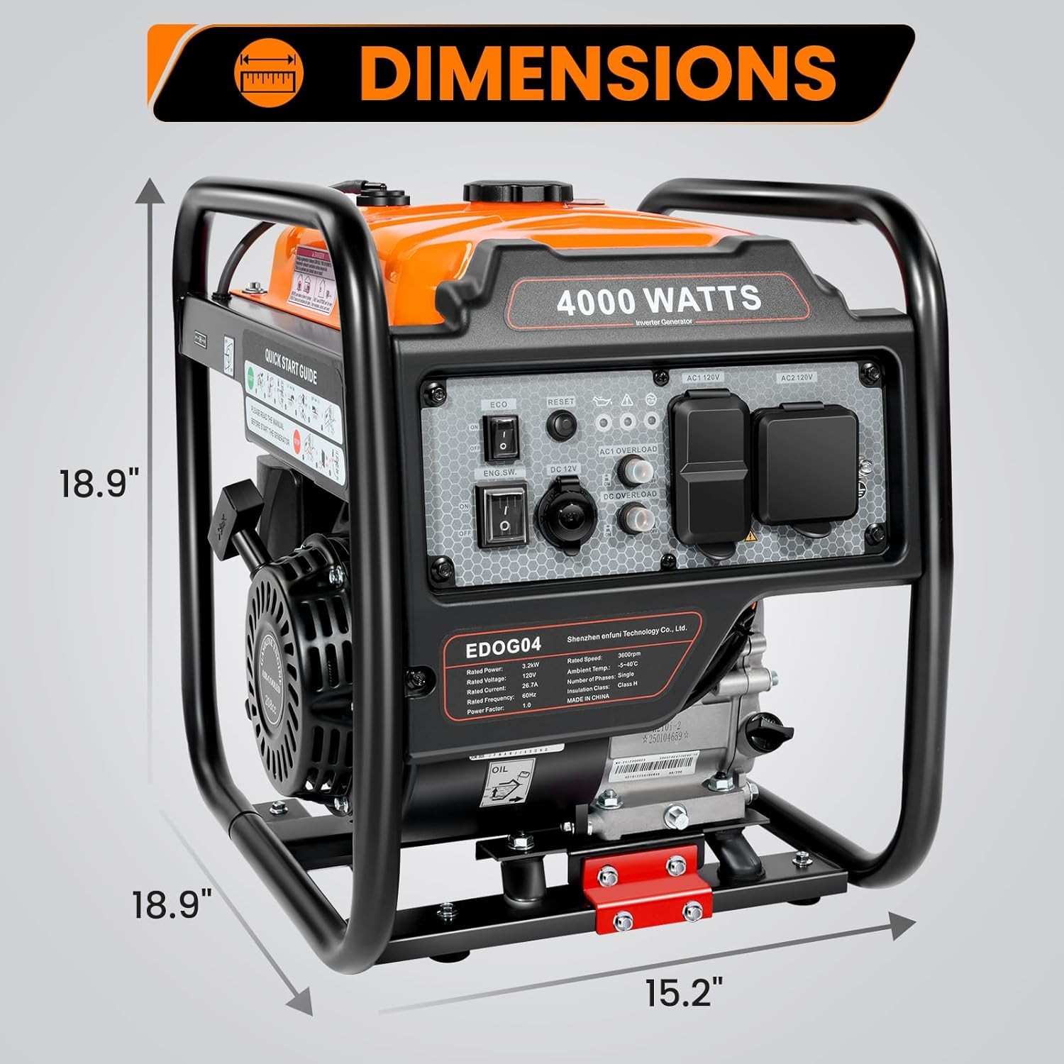Gas Power Generator Portable 4000W 4Stroke 208cc Engine Emergency Power Supply