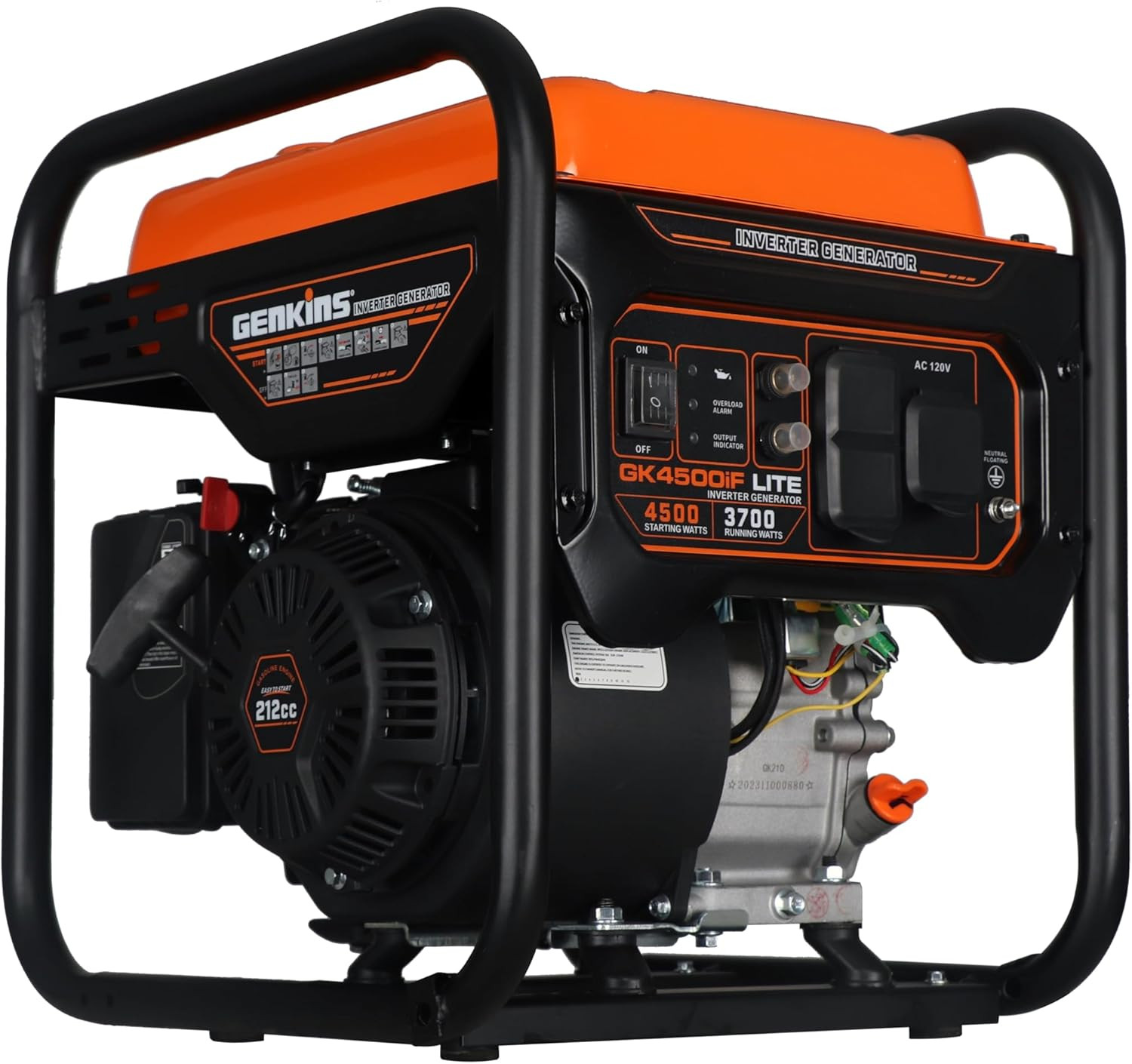 4500 Watt Open Frame Inverter Generator 30 Amp Pure Sine Wave Noise Reduced 50%