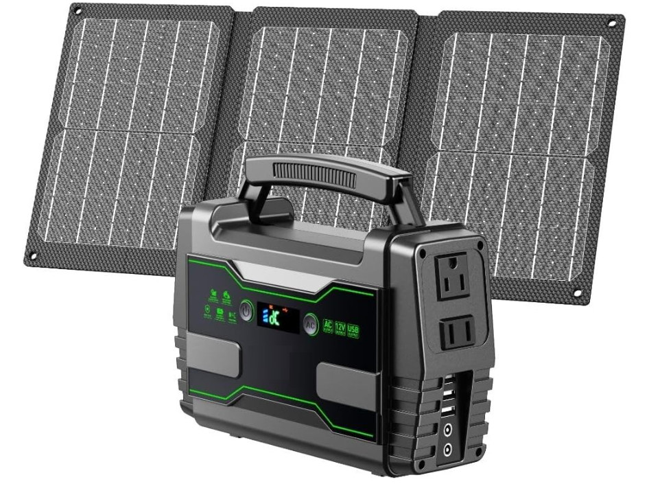 Generador Solar Compacto con 2 Salidas AC y Panel 30W para Viajes