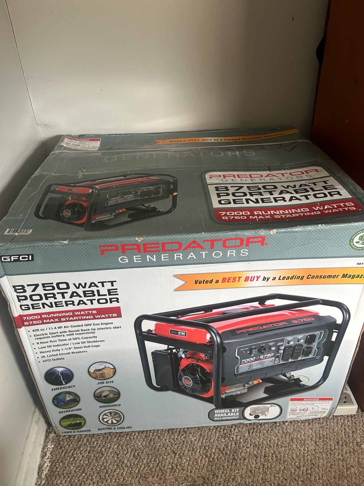 Predator 8750 watt gas powered generator