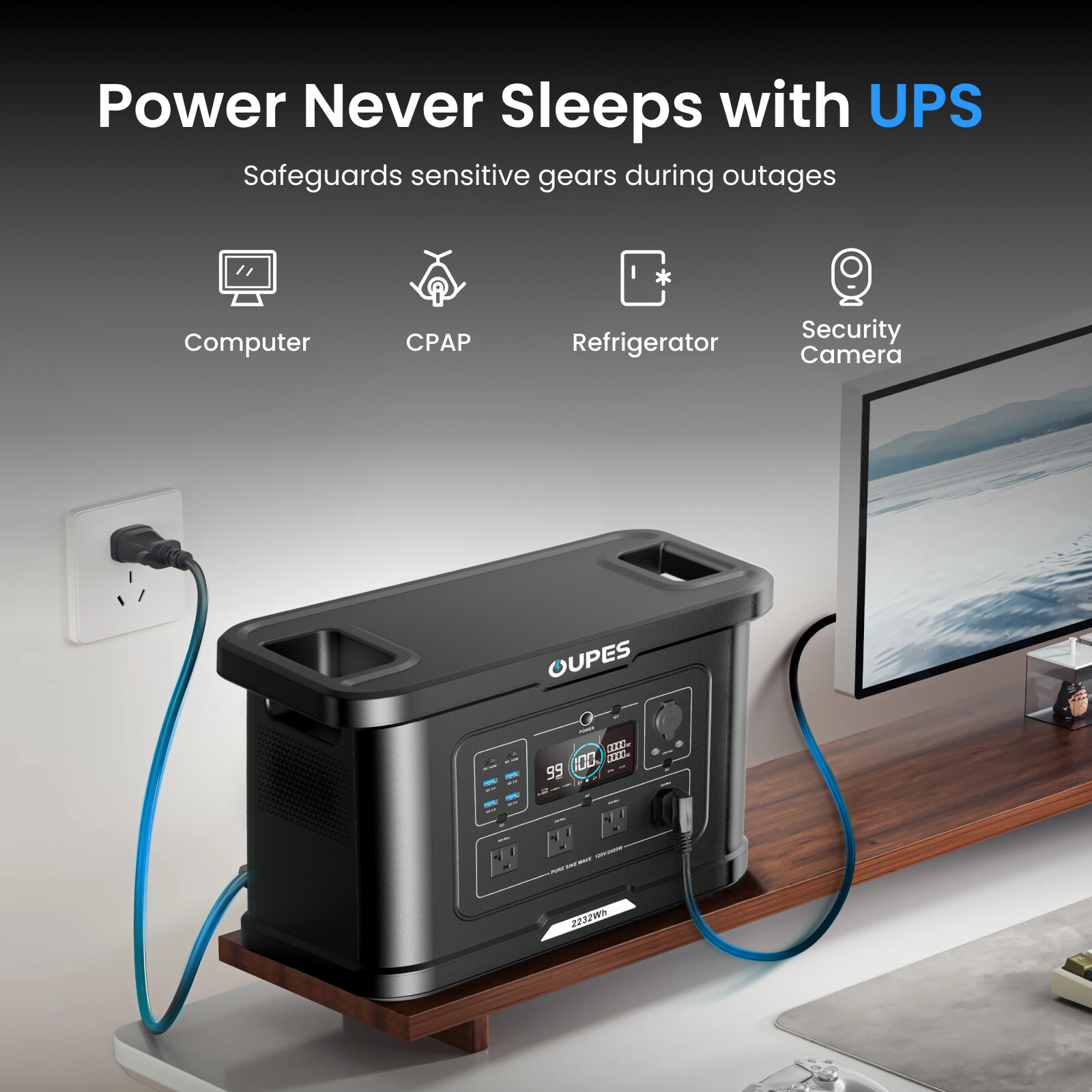 OUPES 2232Wh 2400W Exodus 2400 Portable Power Station Solar Generator Outdoor RV