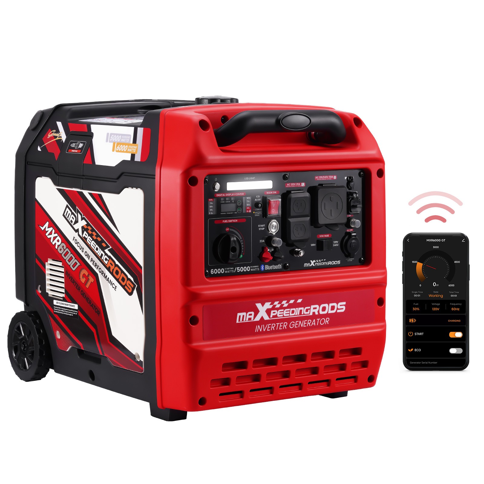 6KW Inverter Generator for RV Outdoor 120V/240V Switch App/Electric Start