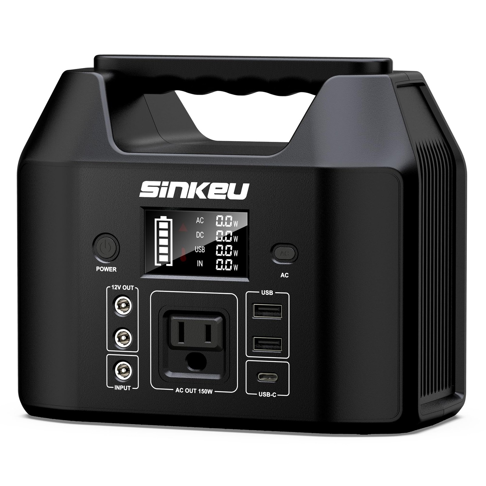 SinKeu Portable Power Station 122.8Wh, LiFePO4 Battery Solar 150W, Black