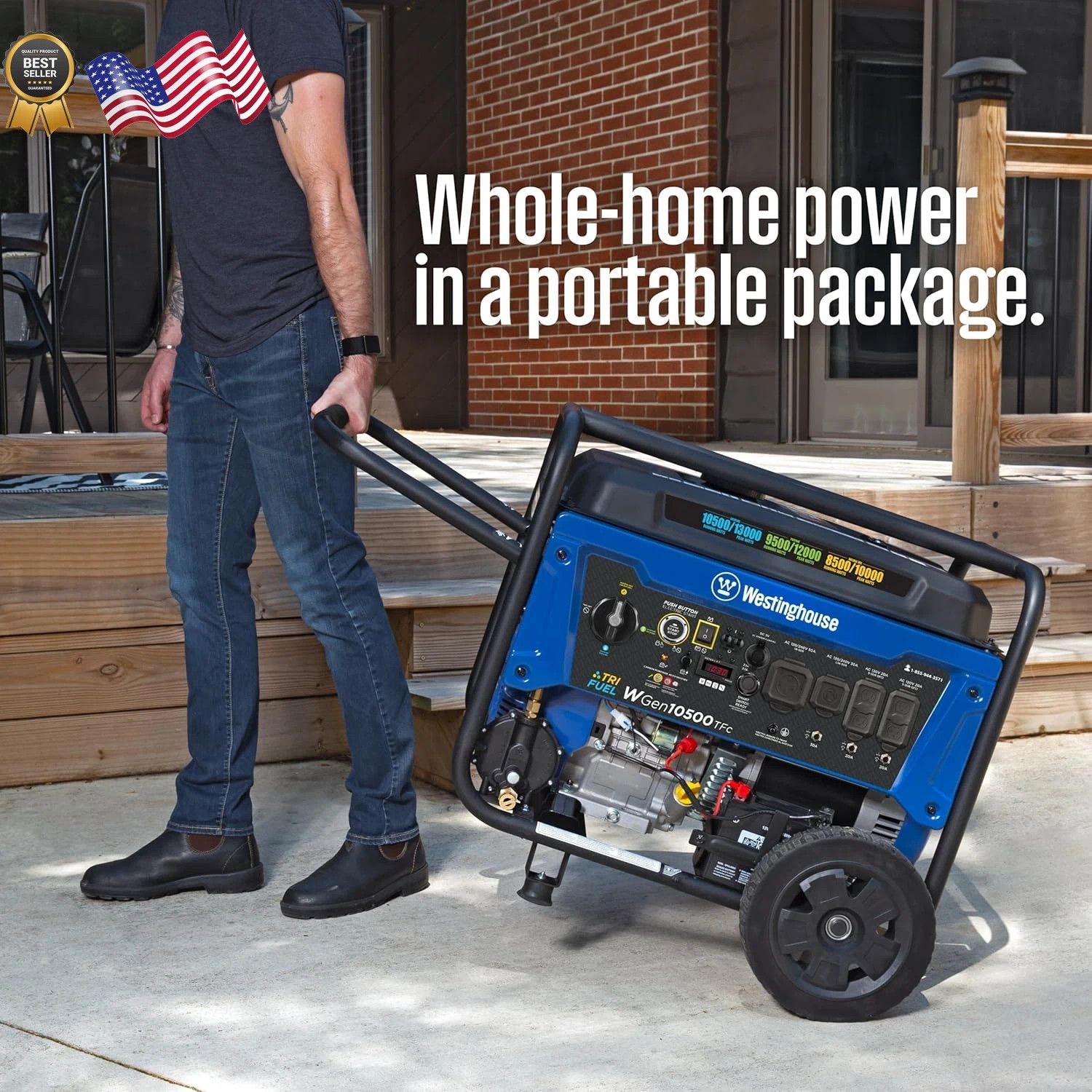 Westinghouse 13500 Peak Watt Tri-Fuel Home Backup Portable Generator Remote US