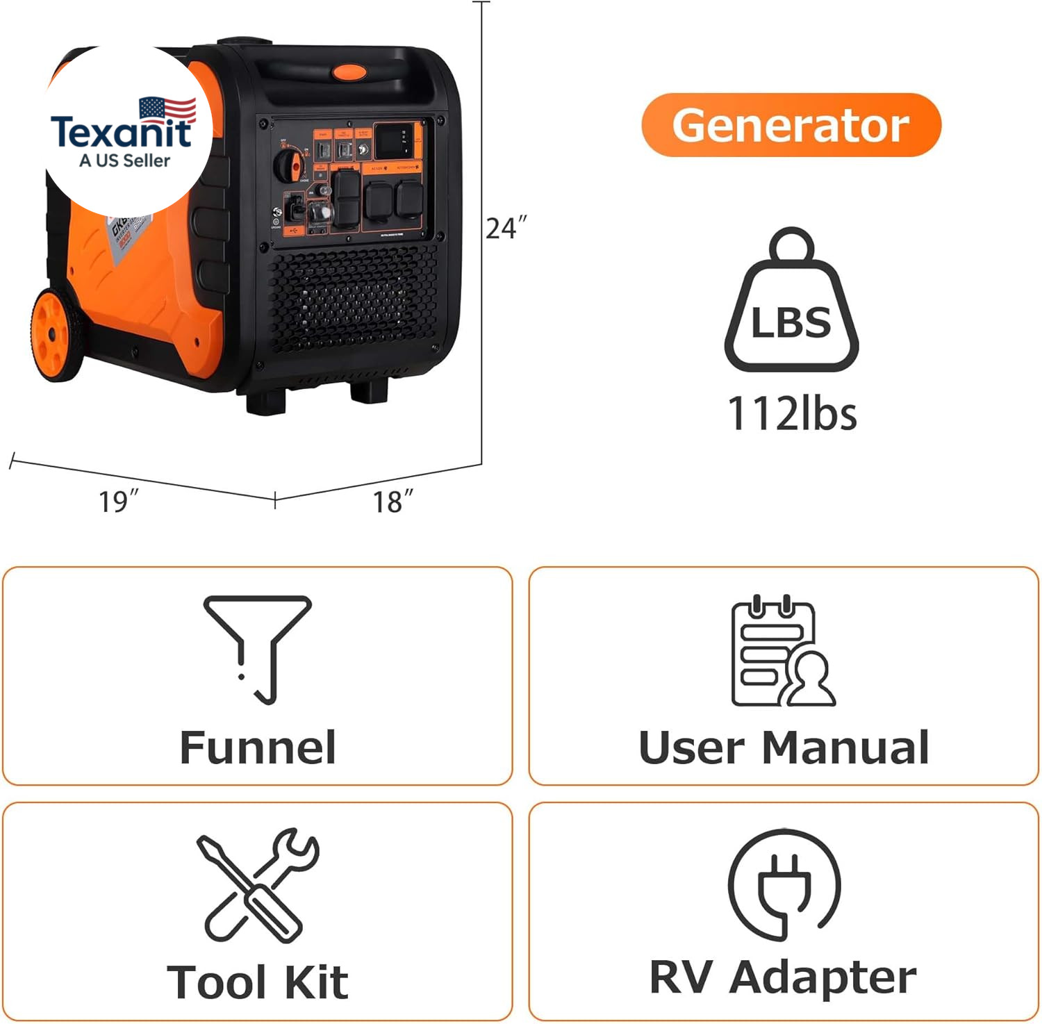 Inverter Generator 8000W Outdoor Portable Generators Gas Powered Super Quiet wit