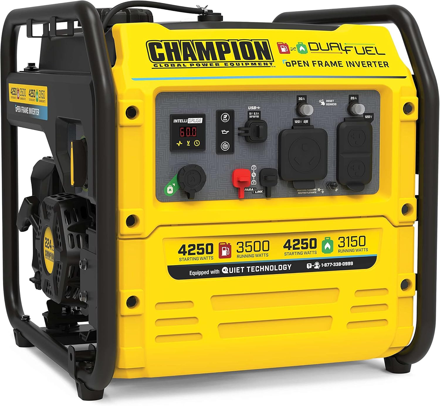 Champion 4,250-Watt Super Quiet Portable Hybrid Dual Fuel Gas Inverter Generator