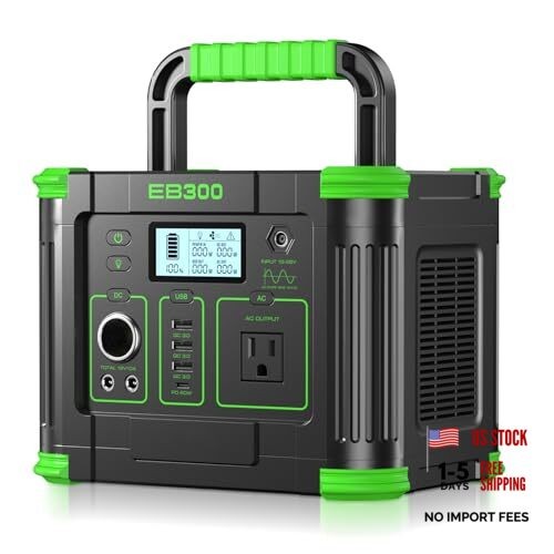 Portable Power Station 300W, 288Wh Solar Generator with 60W USB-C PD Green