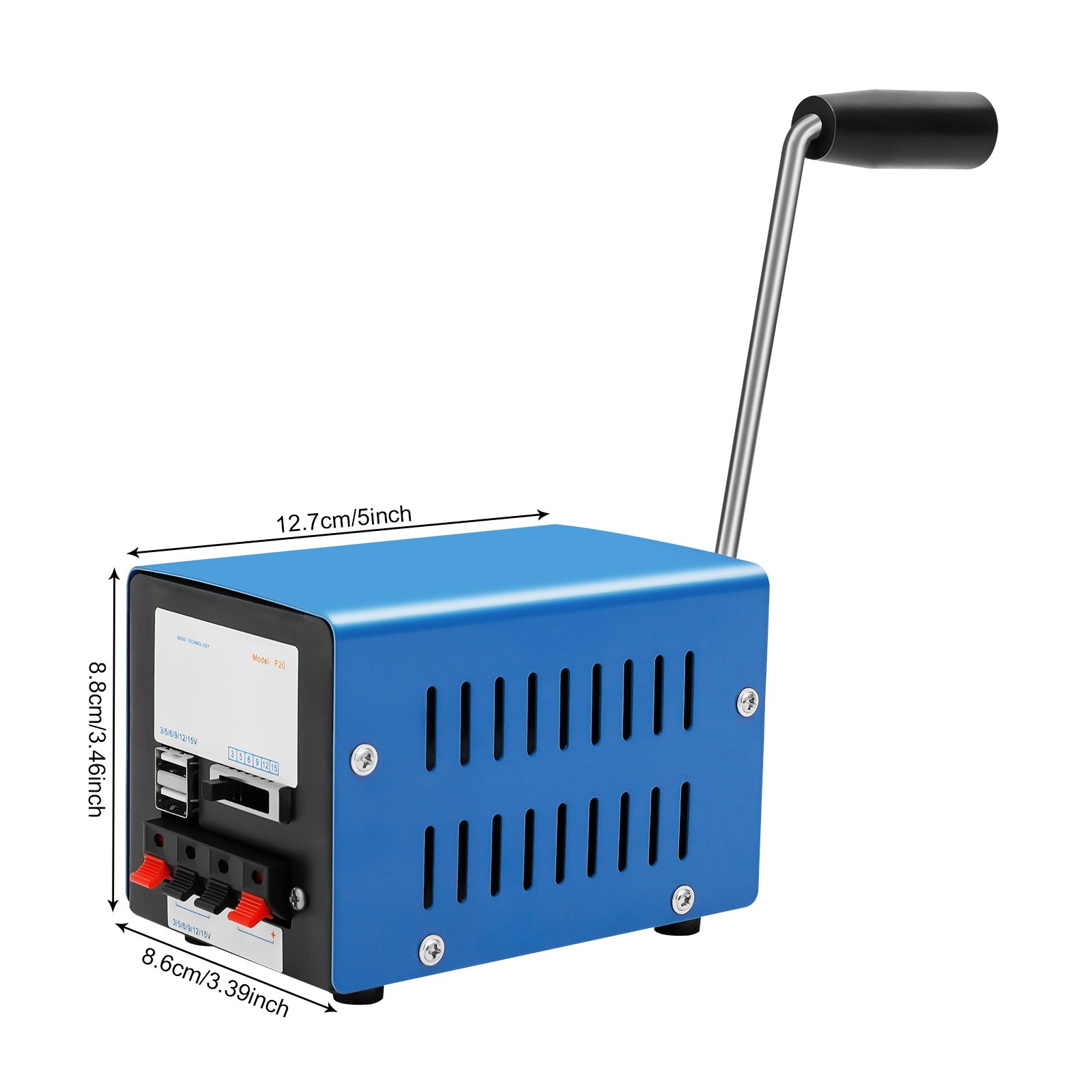 Portable Metal Generator, F20 Hand Crank Generator, Manual Crank Generator Blue