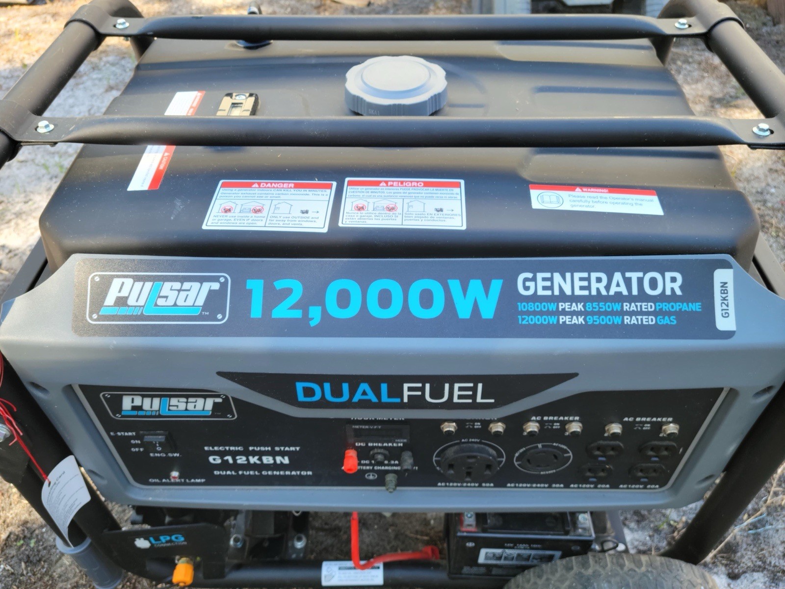 Pulsar G12KBN 12,000W Dual Fuel Generator Propane/Gas, Electric Start, Heavy D