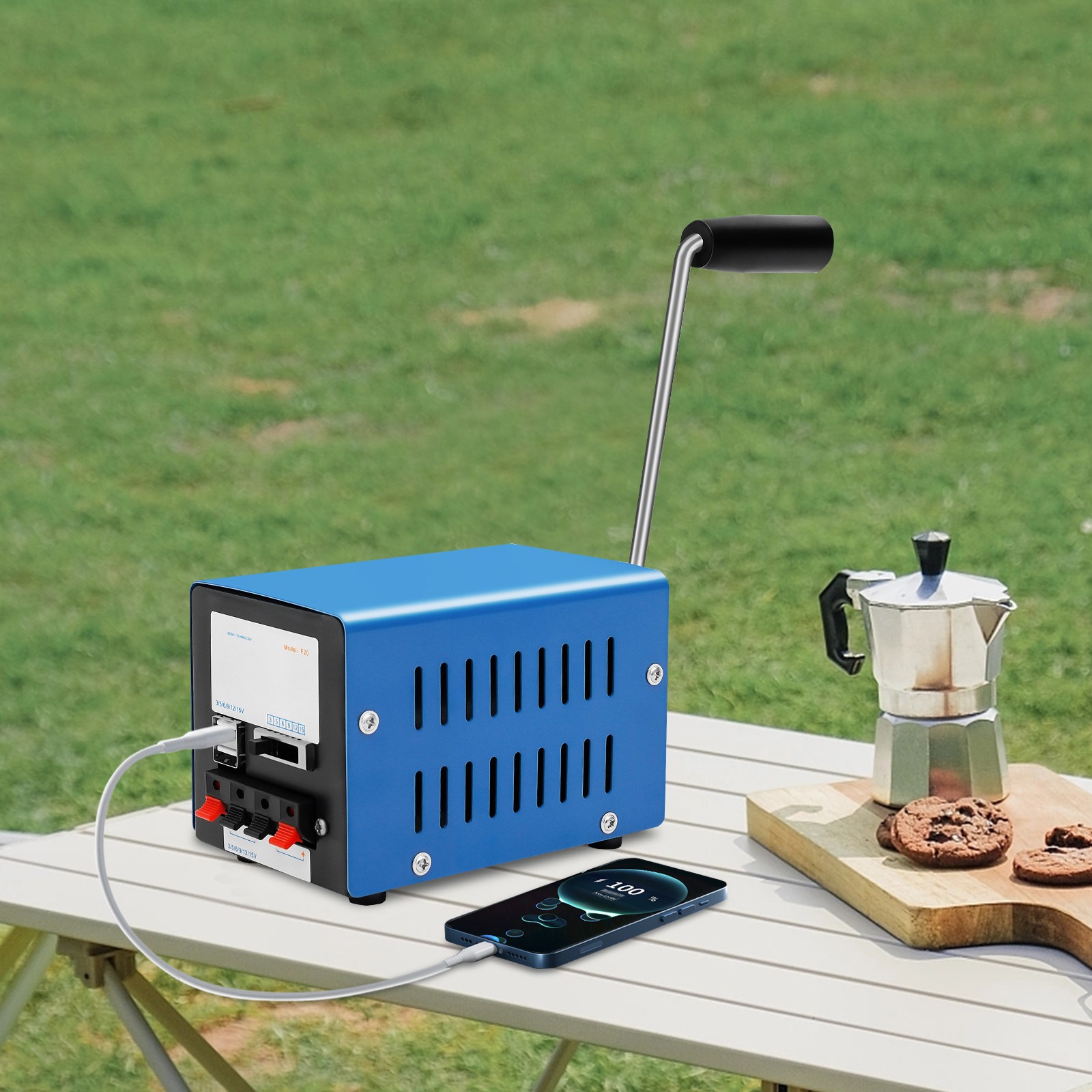 Hand Crank Generator Dynamo Emergency Generator 12/15V USB Charging Portable