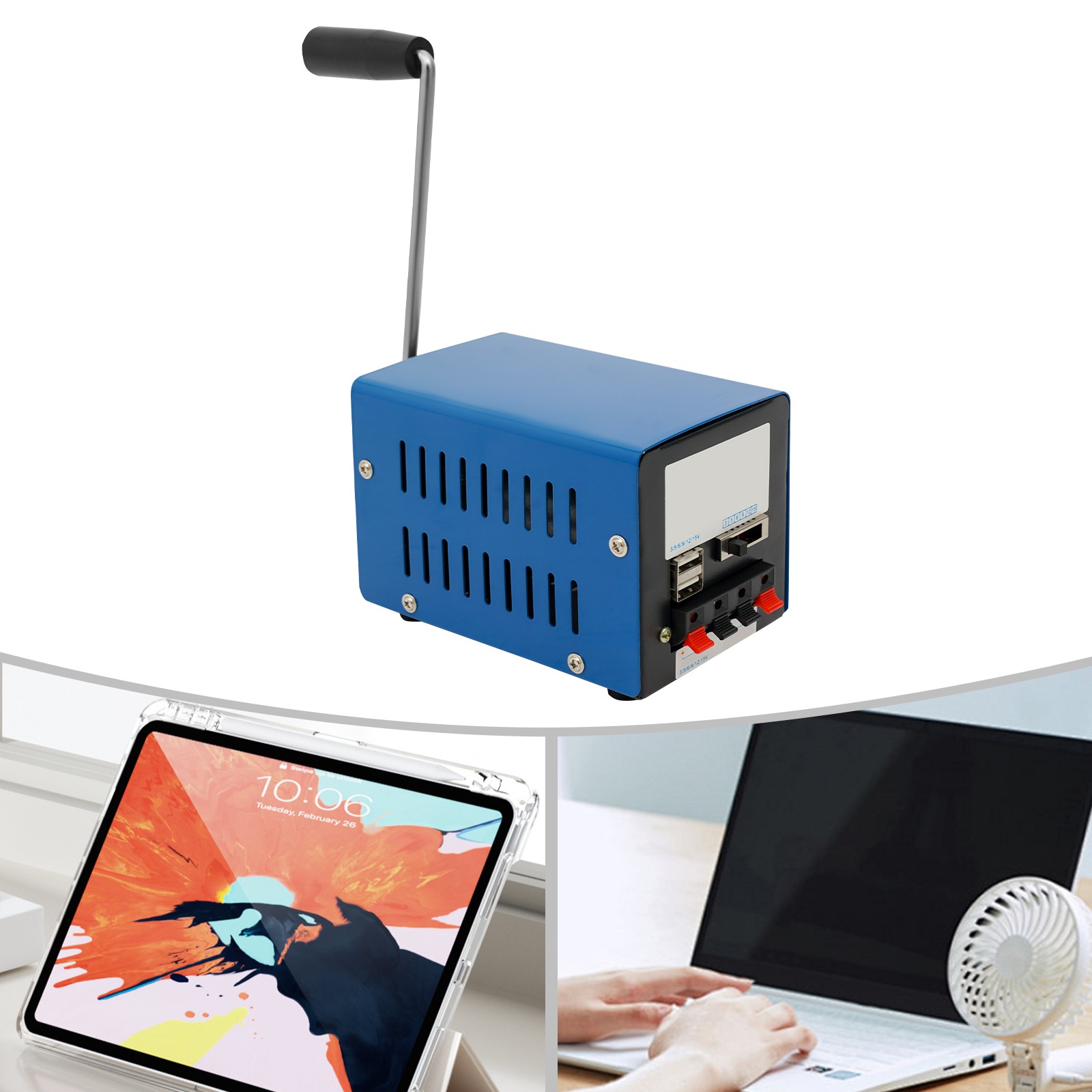 Hand Crank Generator Dynamo Emergency Generator 12/15V USB Charging Portable