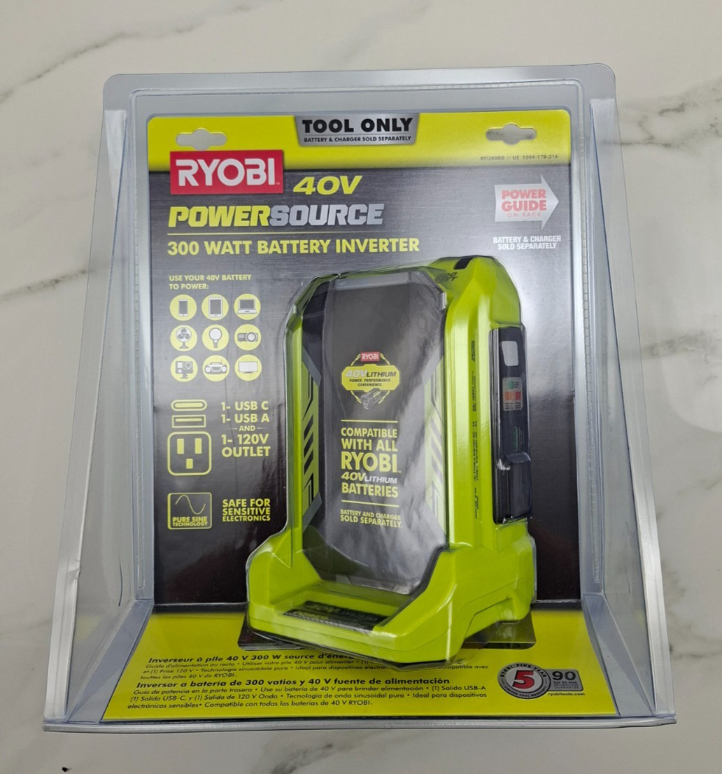Ryobi 40V 300 Watt Portable Battery Inverter Power Source RYi300BG Tool Only NEW
