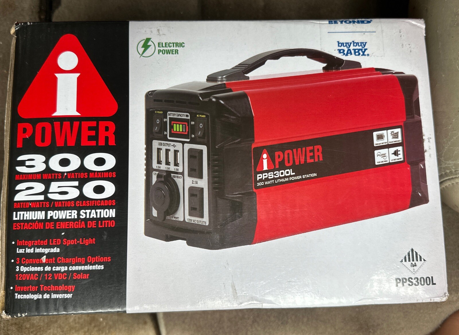 A-iPower 300 Watt Lithium Power Supply, Built In Integrated LED Spotlight