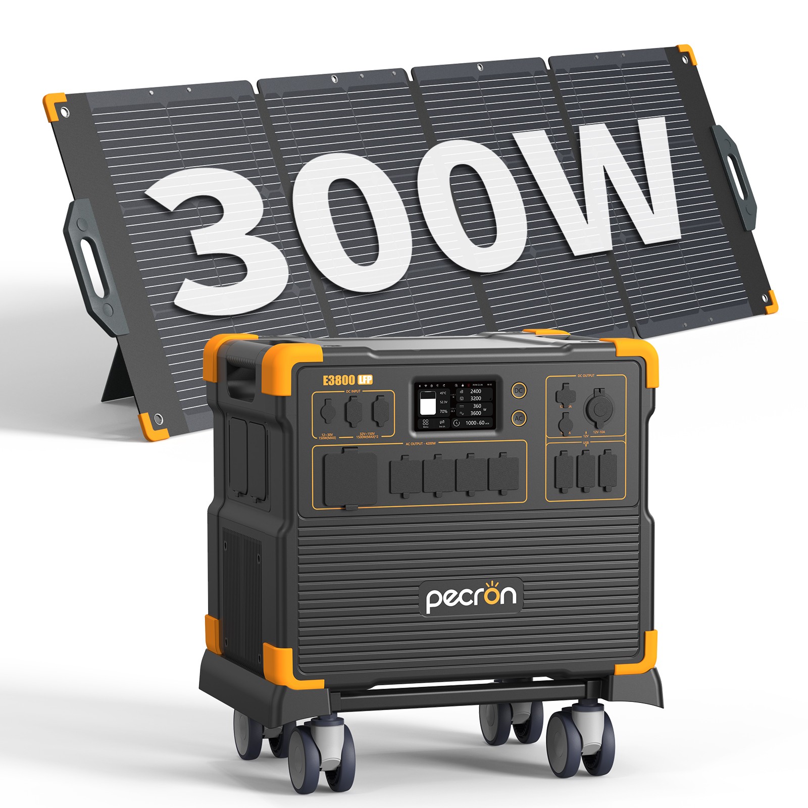PECRON Portable Power Station E3800LFP 4200W LiFePO4 Solar Generator RV Off-grid