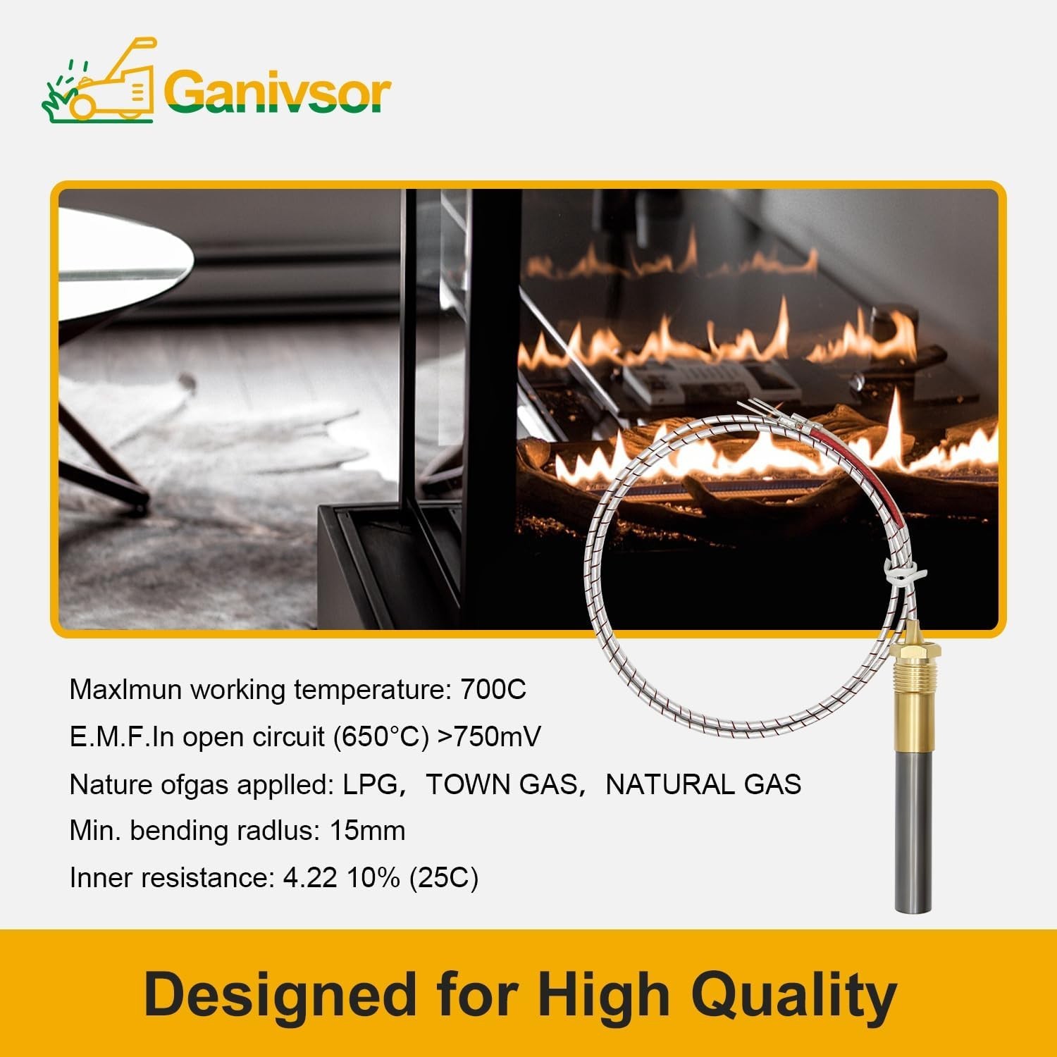 24-Inch 750mV Thermopile Generator for Gas Heater & Fireplace Replacement