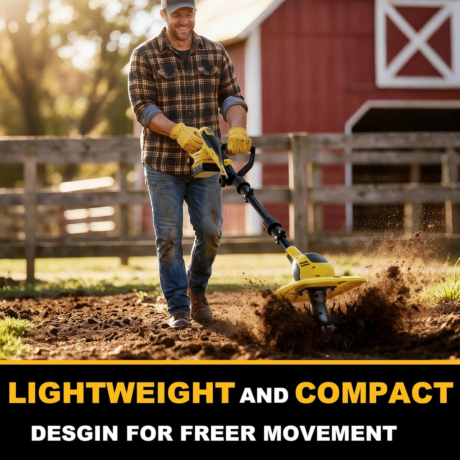 20V Cordless Garden Tiller Cultivator – Compatible with DeWalt 20V MAX