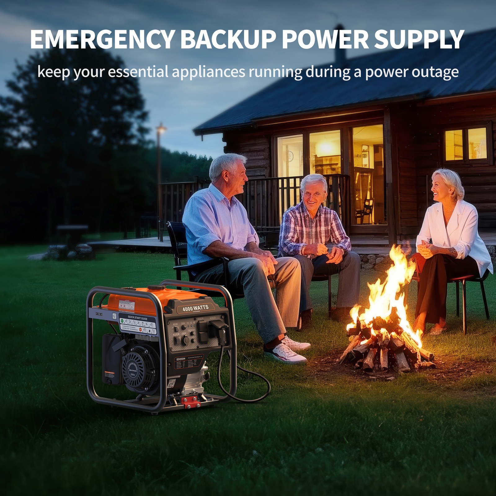 4000W Gas Powered Generator Inverter Portable 208CC Emergency Power Supply