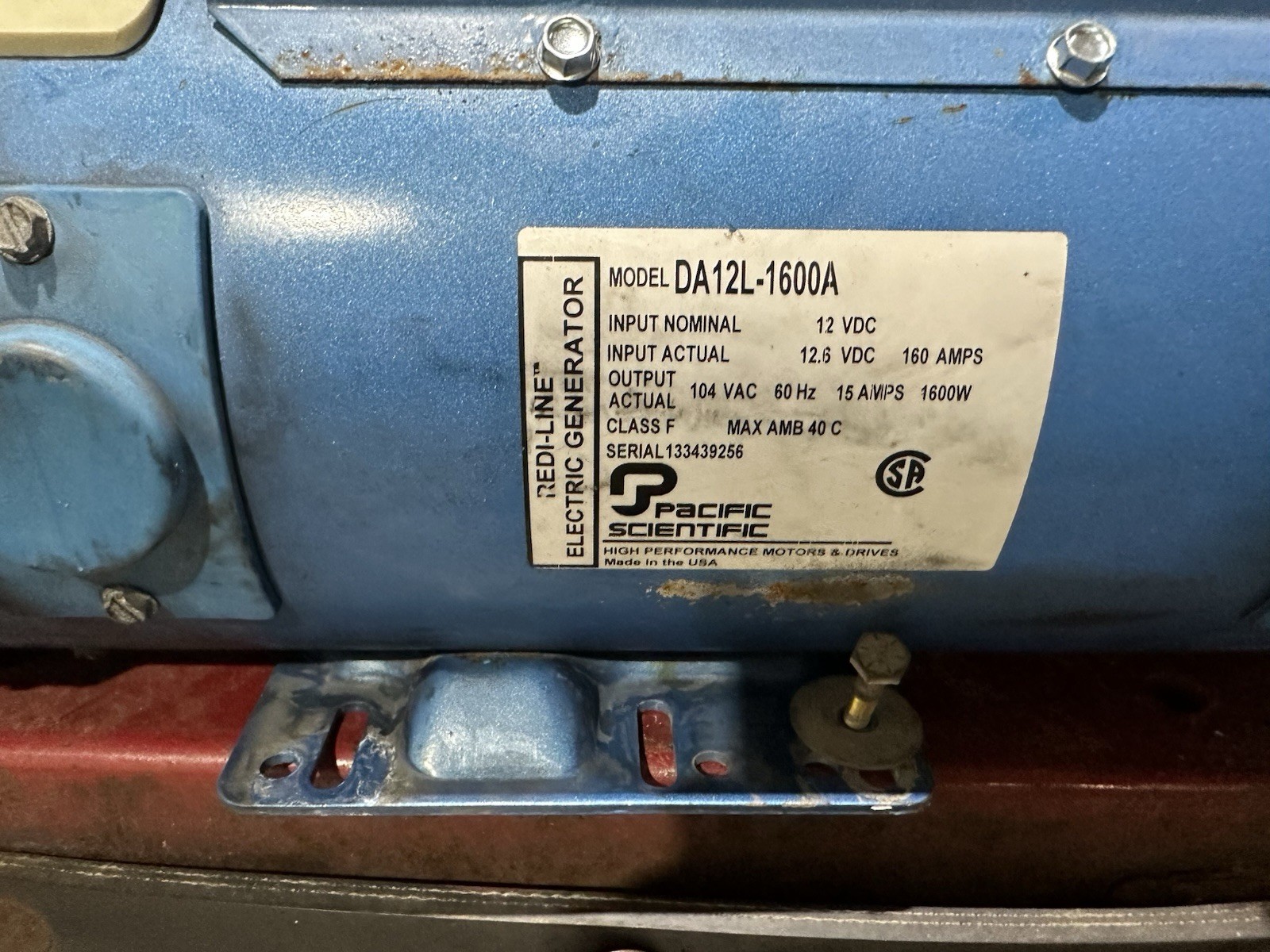 Pacific Scientific Redi Line 12v 1600w Generator