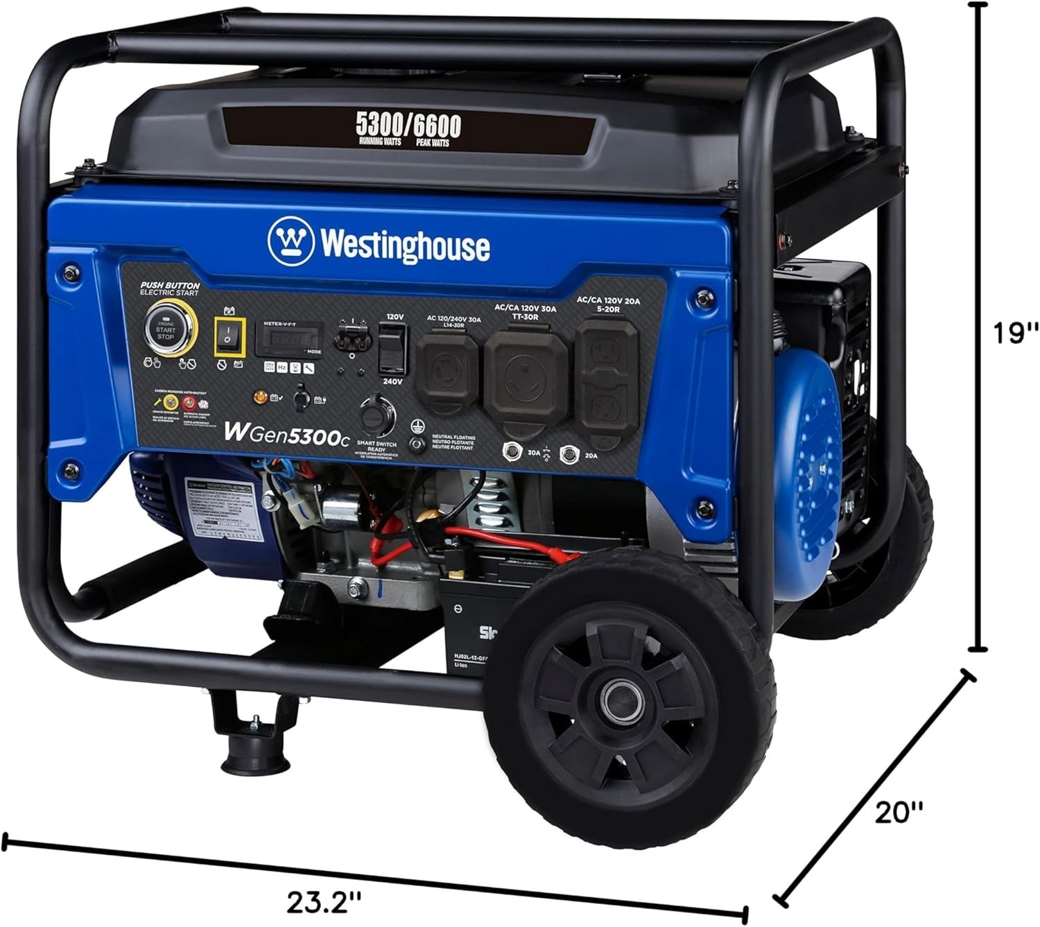 Westinghouse 6,600-W Portable Gas Powered Generator w/ Electric Start, CO Sensor
