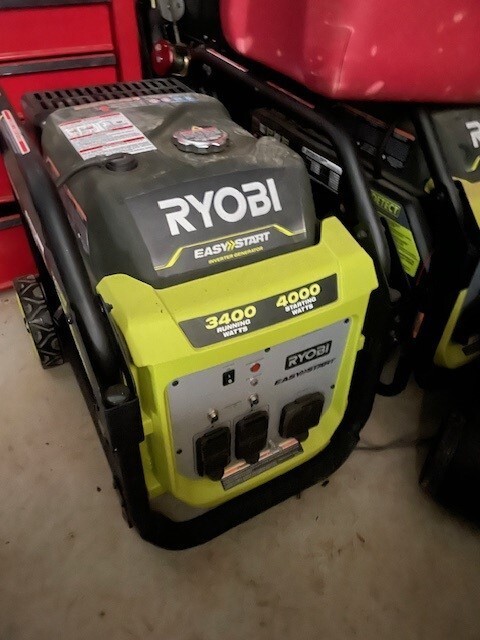 2 NEW RYOBI 4000 STARTING/3400 RUNNING WATTS INVERTER GENERATORS / 30 AMP PLUG