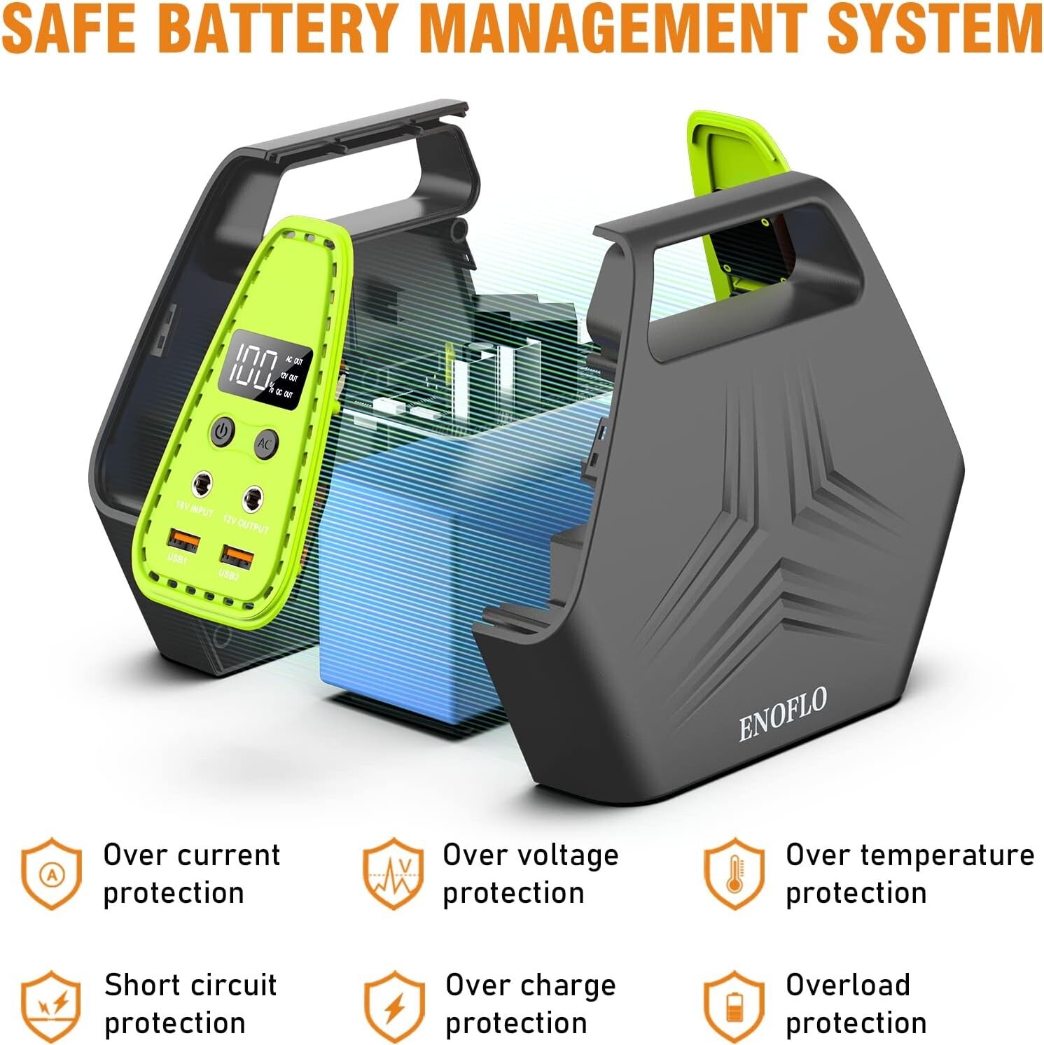 Green Portable Power Station 97Wh Portable Generator 26400mAh Power Bank Open