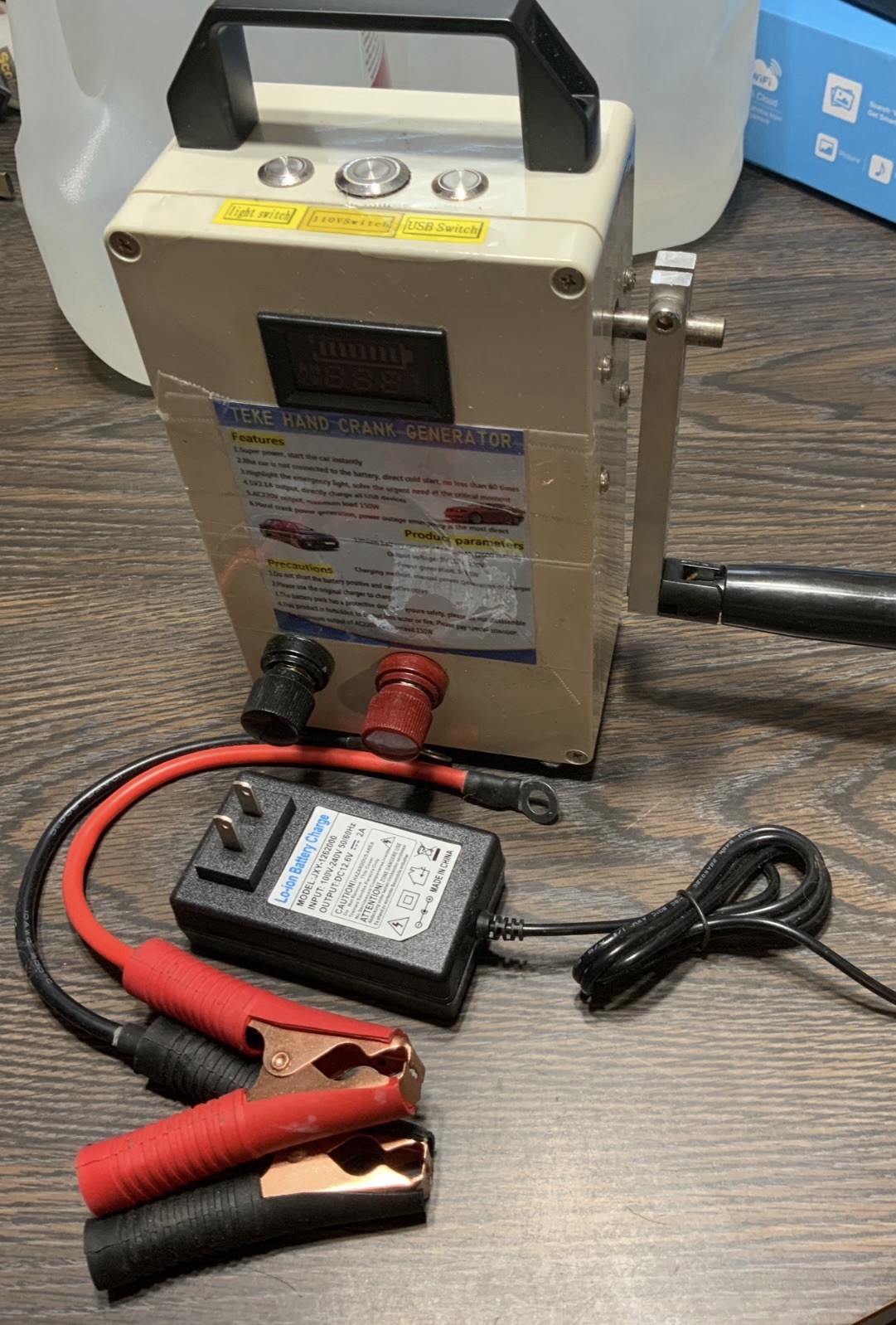 TUQI 150 Watt Hand Crank Portable Emergency Generator Compact Size 95.4% Inverte