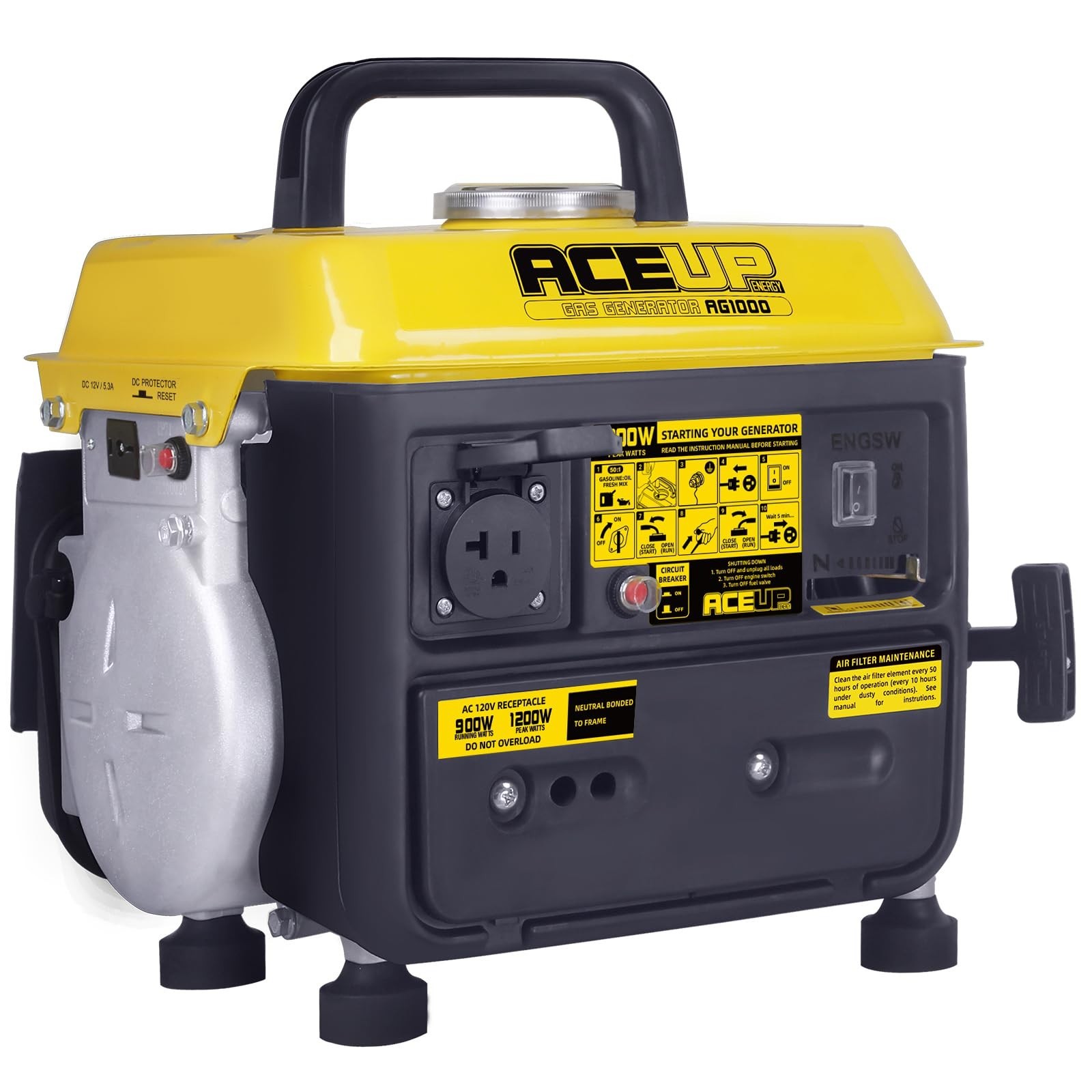 1200W Gas Generator, Small Portable Camping Ultralight, EPA & CARB, 900 Watt New