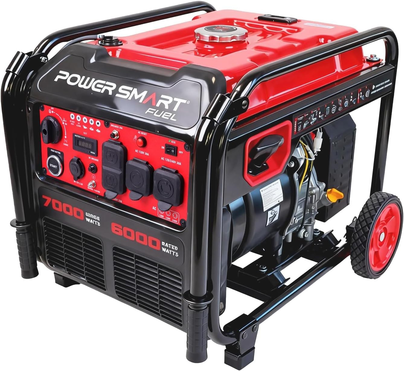 7000W Surge/6000W Rated Portable Inverter Generator, 120V/240V Dual Voltage, Ele