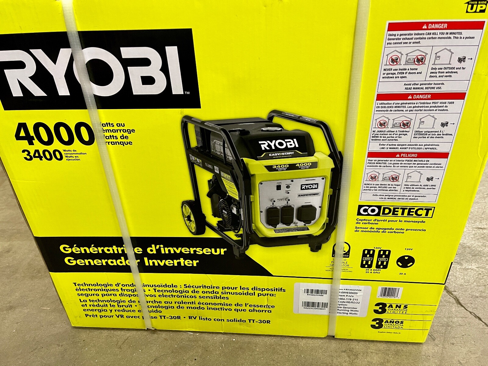 RYOBI 4000-Watt Gasoline Powered Digital Inverter Generator with CO Shutdown