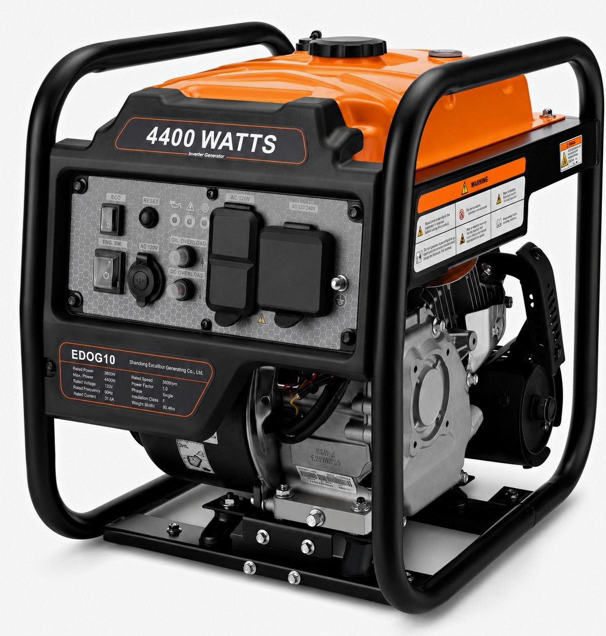 4400W Gasoline Inverter Generator Eco Mode 120/240V Orange/Black EDG010