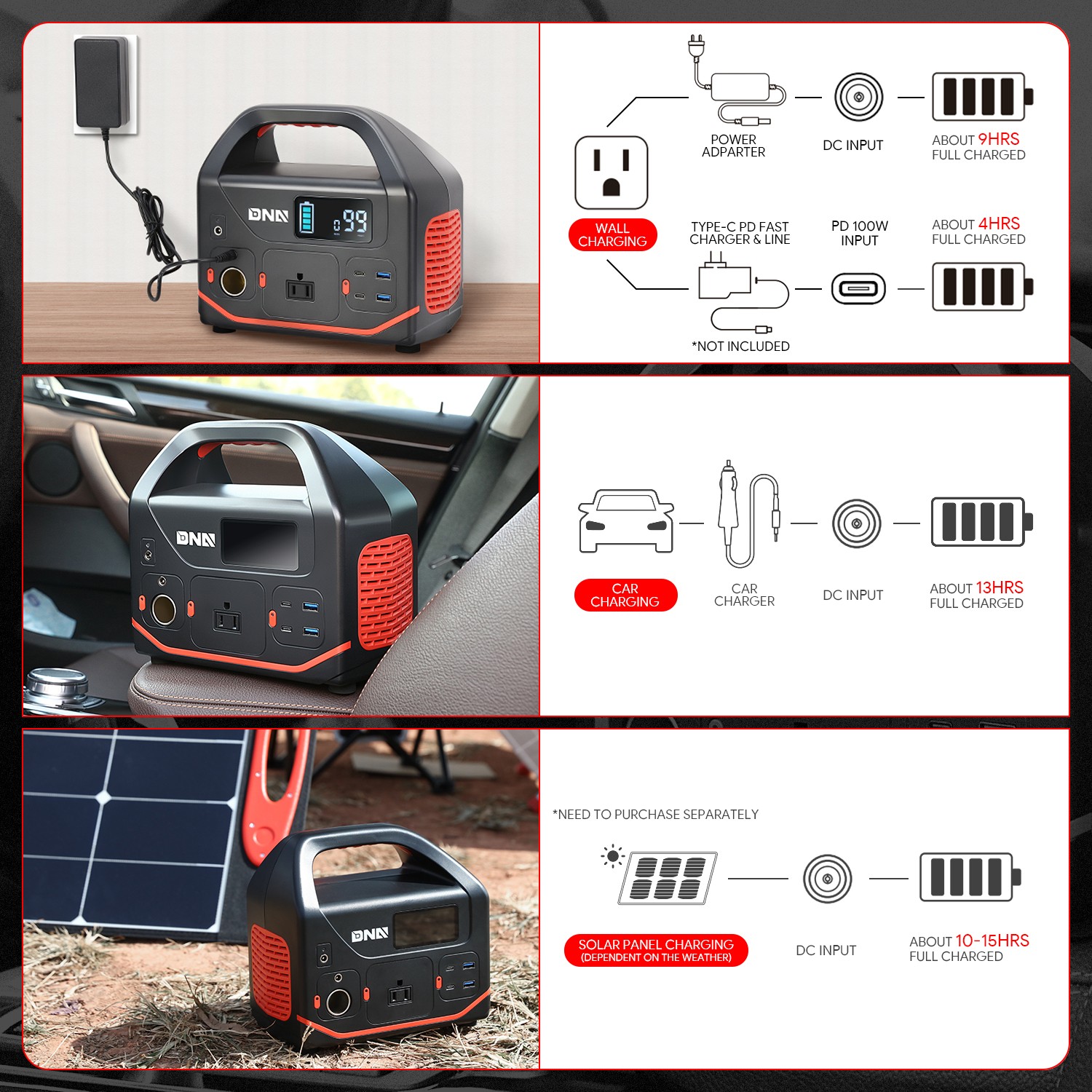 300W 333Wh Portable Power Station Backup Solar Generator RV Camping Home Travel