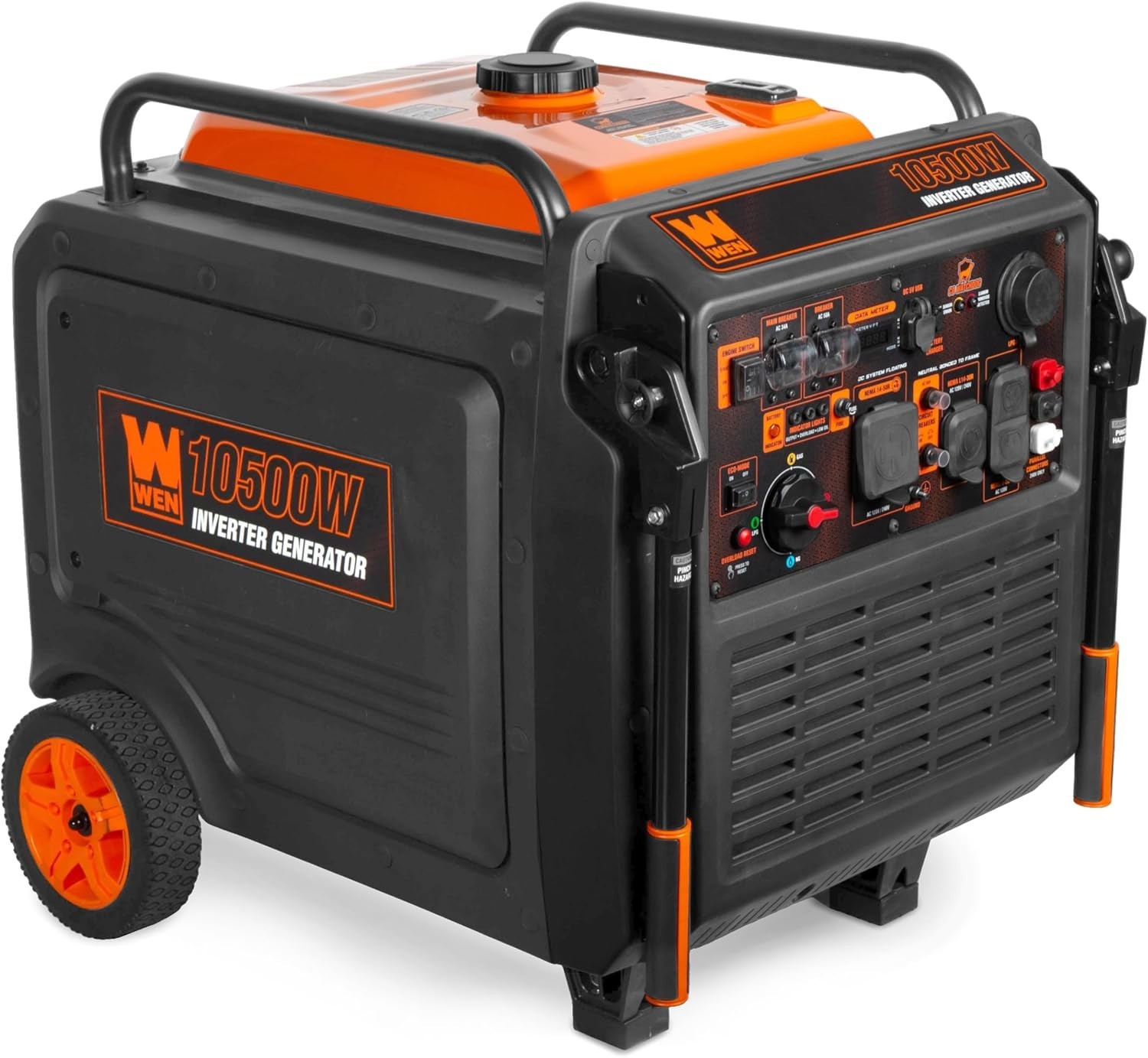 WEN 10,500W Quiet Portable Tri-Fuel Inverter Generator, Electric Start CO Sensor