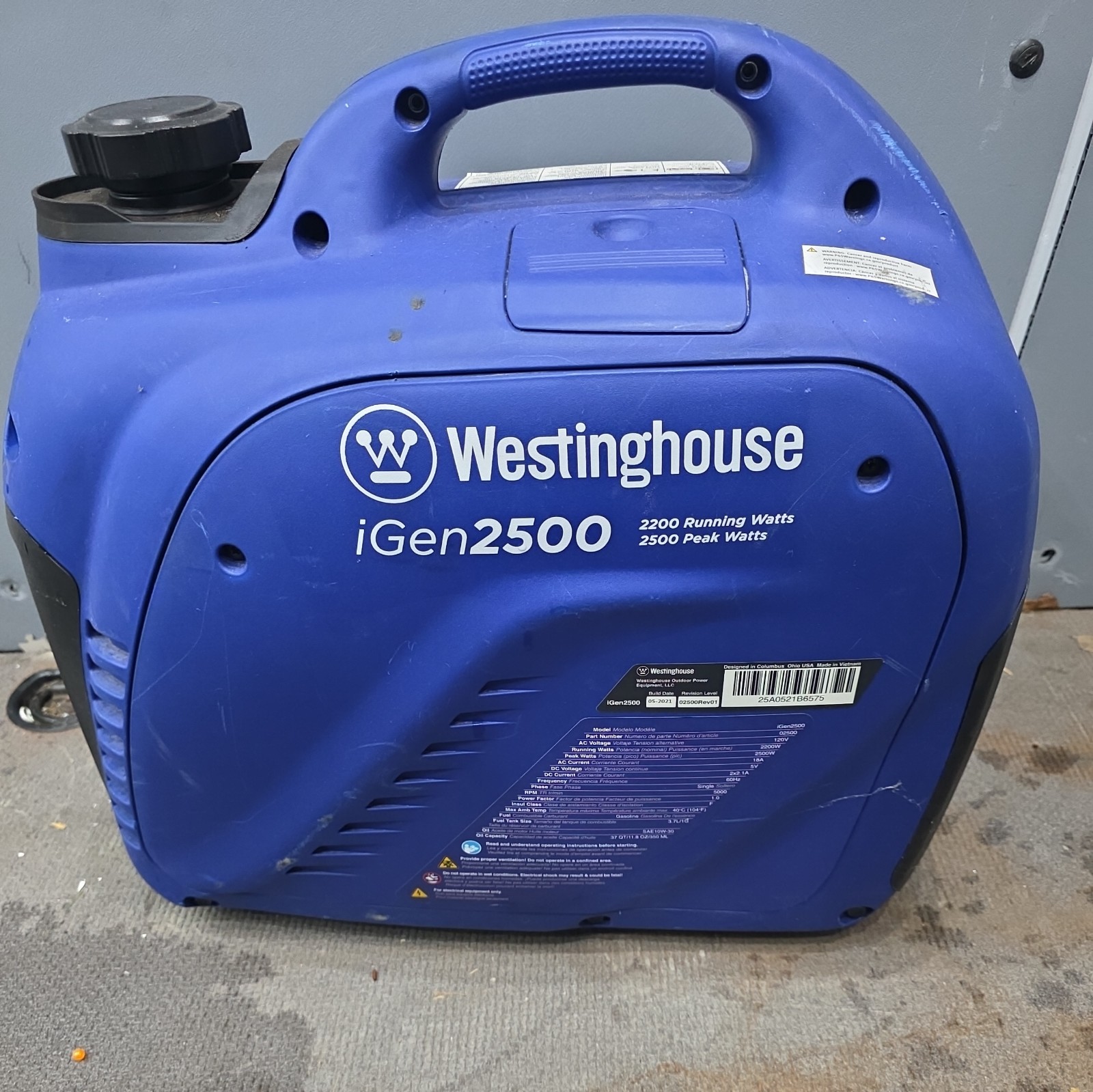 Westinghouse iGEN2500 2500 Watt Portable Gas Powered Generator, quiet running