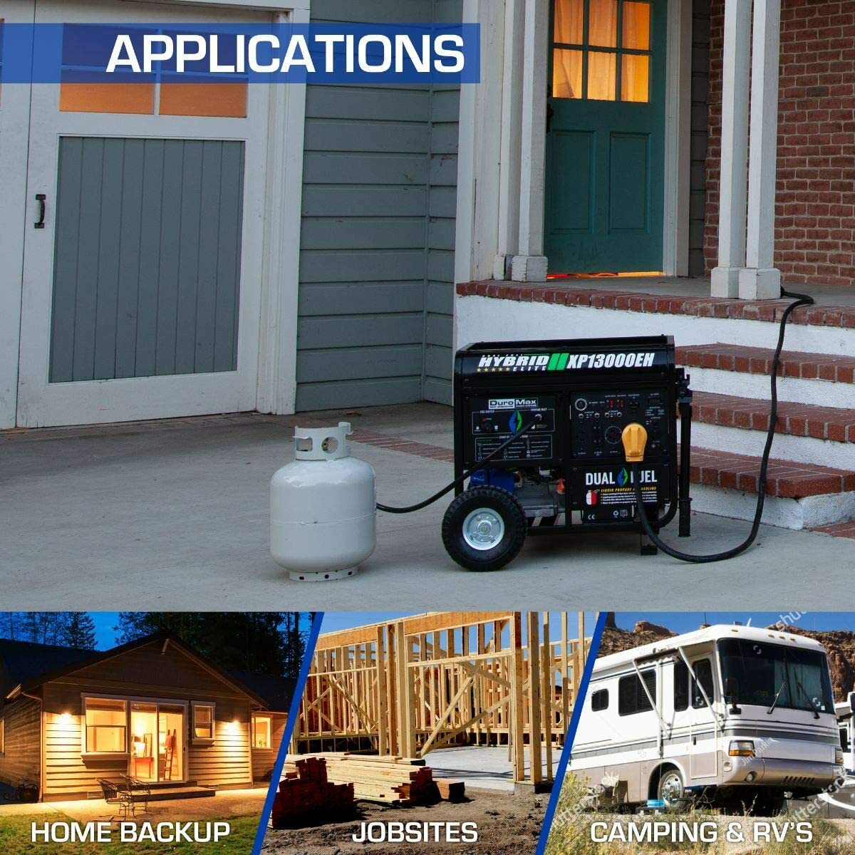 DuroMax 13,000-W Portable Hybrid Dual Fuel Powered Generator with Electric Start