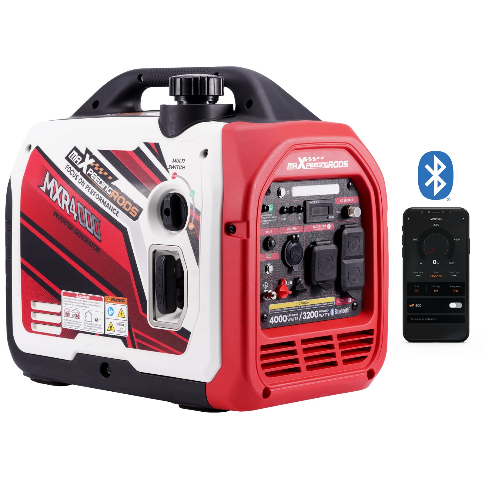 4KW /3.2KW Portable Inverter Generator Gas Powered Quiet for Camping EV-Charge