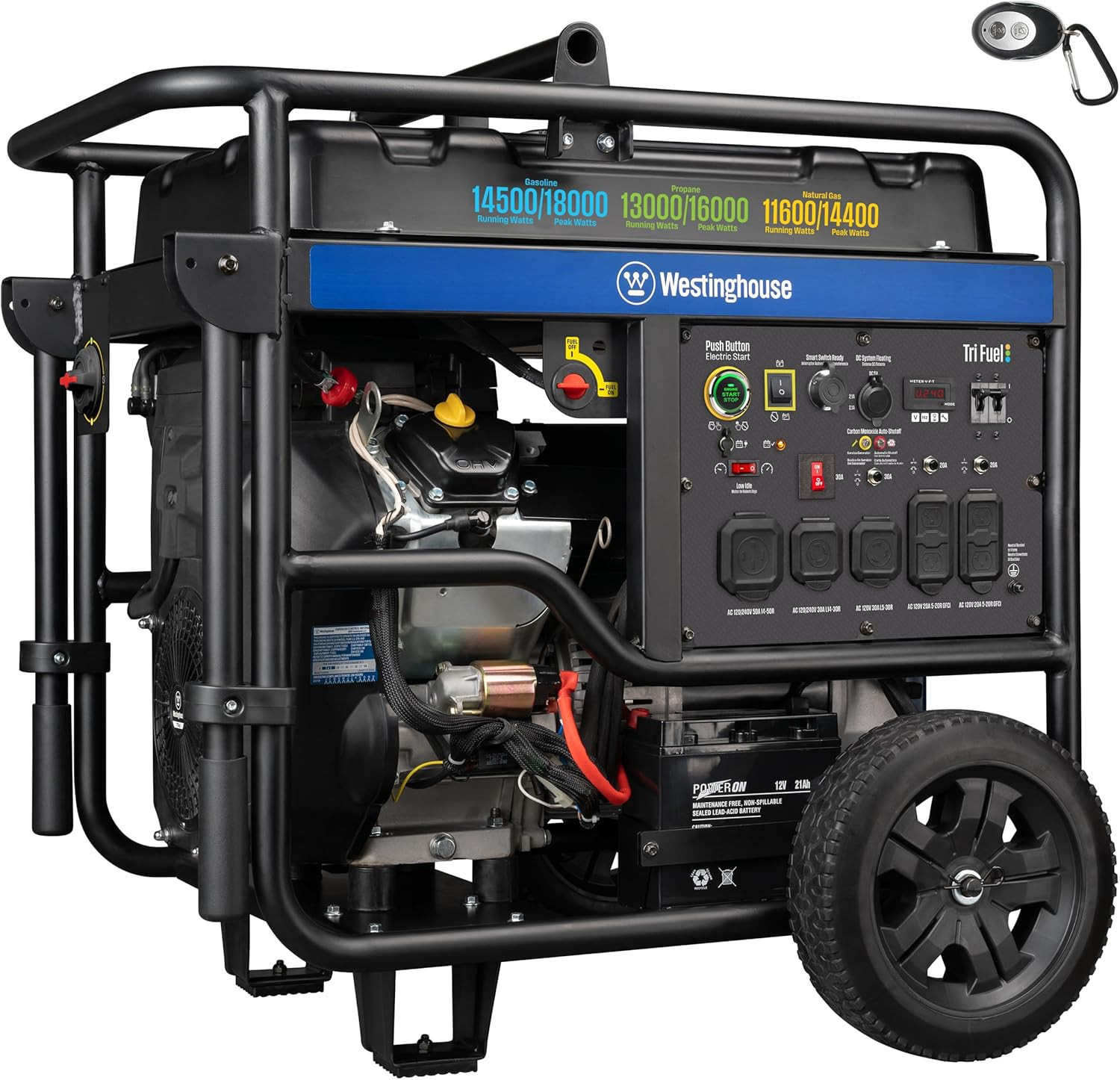 Westinghouse 18,000-W Portable Hybrid Tri-Fuel Gas Generator with Remote Start
